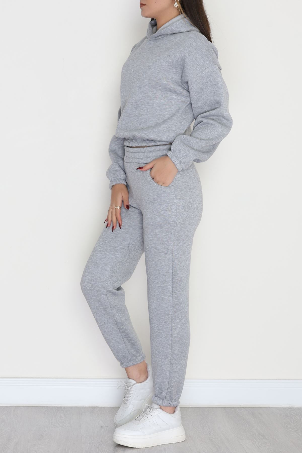 3 İplik Şardonlu Eşofman Takımı Gri - 52049.1878.