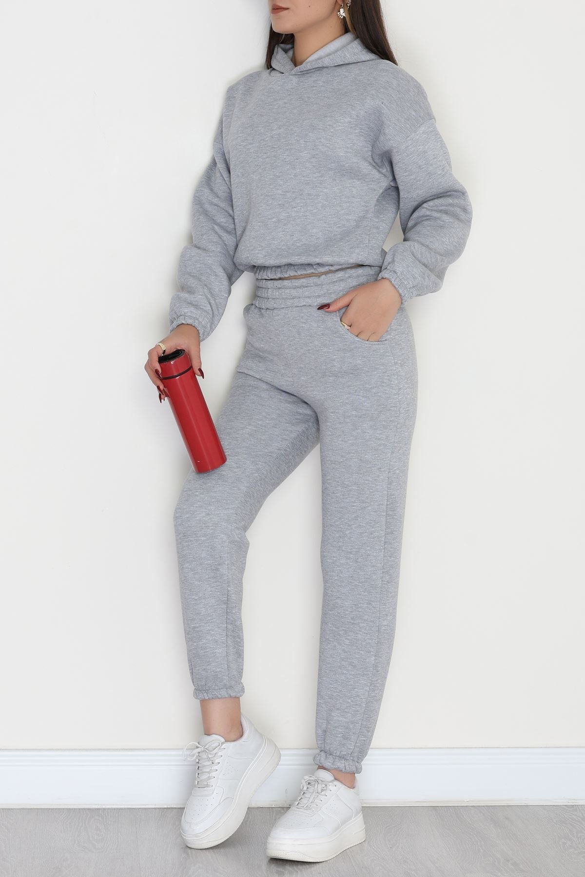 3 İplik Şardonlu Eşofman Takımı Gri - 52049.1878.