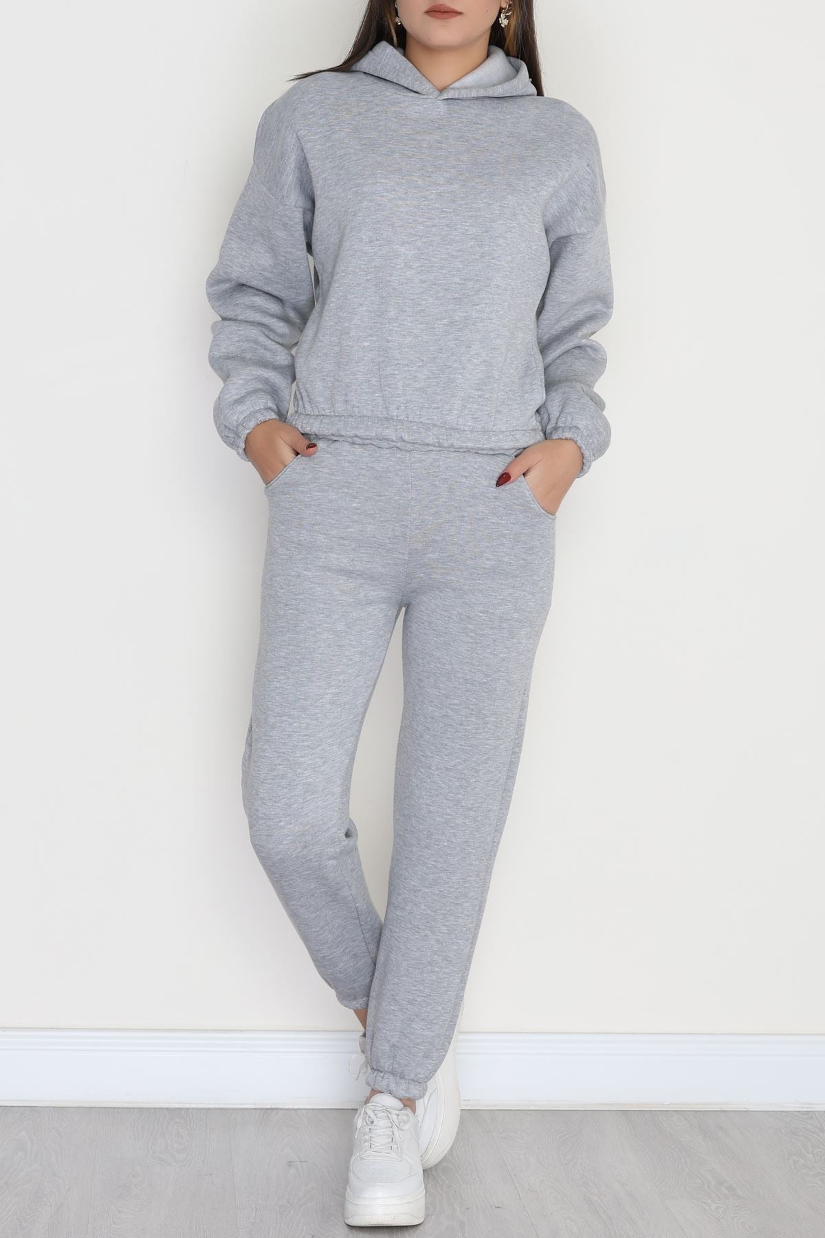 3 İplik Şardonlu Eşofman Takımı Gri - 52049.1878.