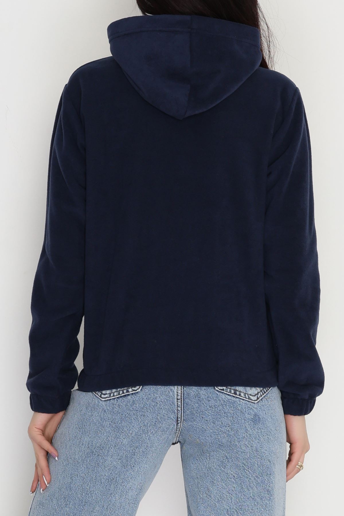 Bel Lastikli Kapşonlu Polar Sweat Lacivert - 52035.053.