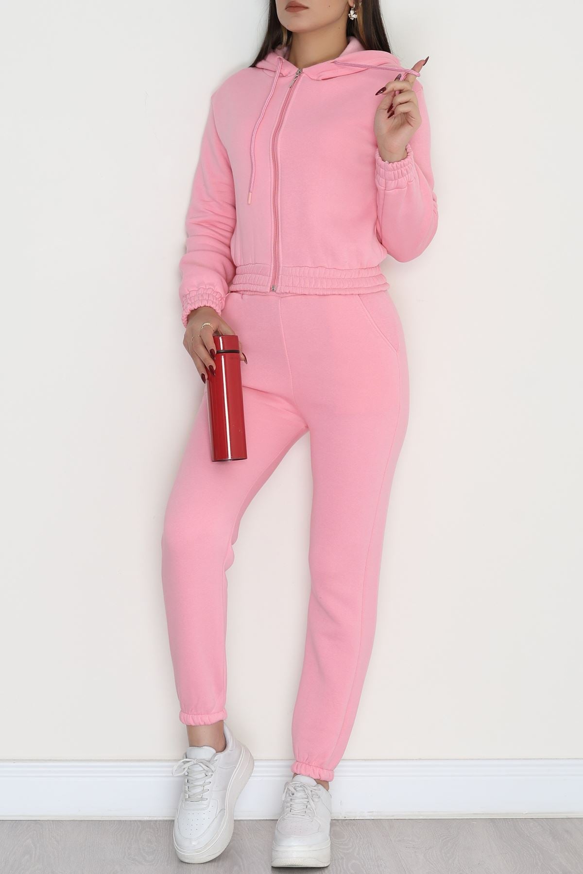 3 İplik Crop Eşofman Takımı Açıkpembe - 50913.1878.