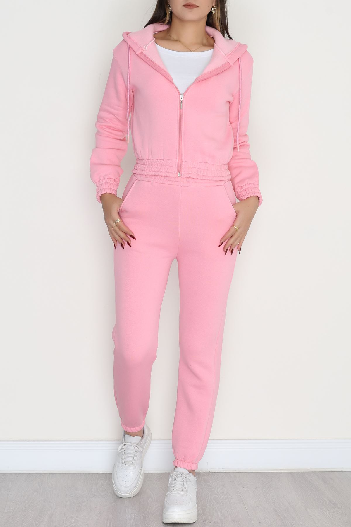 3 İplik Crop Eşofman Takımı Açıkpembe - 50913.1878.