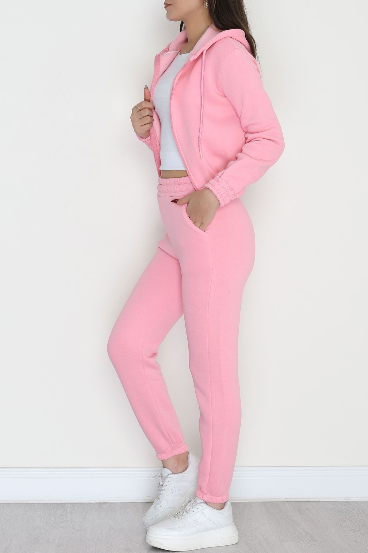 3 İplik Crop Eşofman Takımı Açıkpembe - 50913.1878.