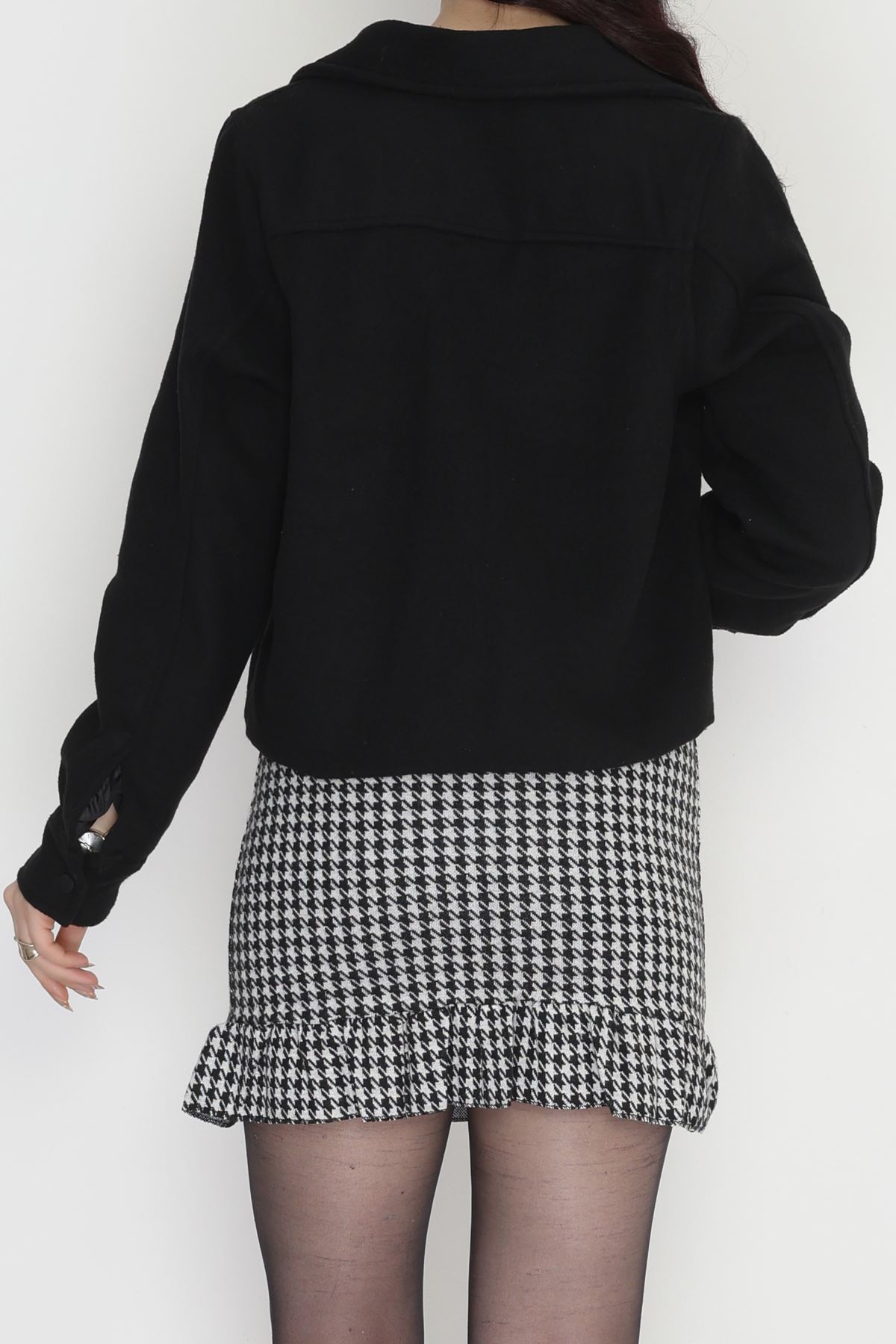 Düğmeli Astarlı Kaşe Ceket Siyah - 51008.147.