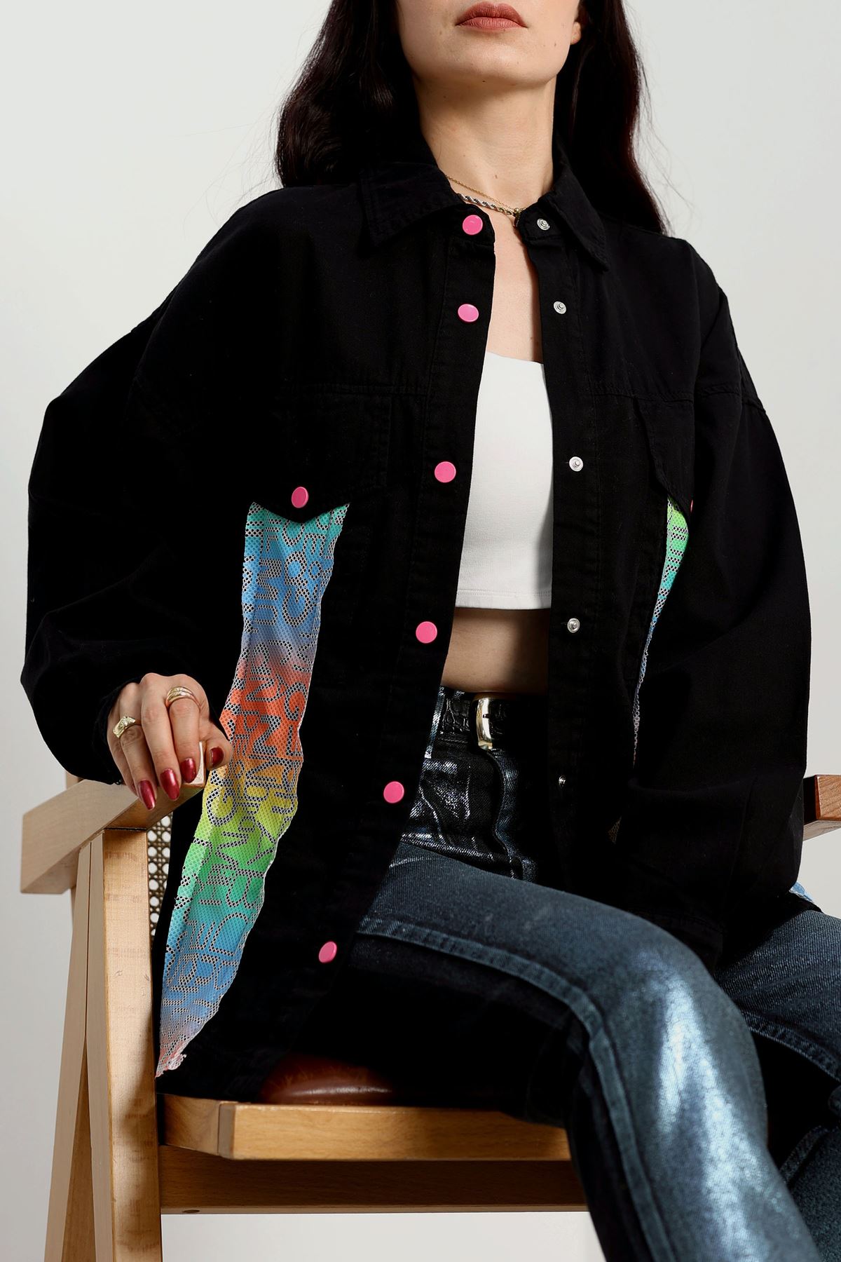 File Baskılı Gömlek Siyah - 2649.1367.