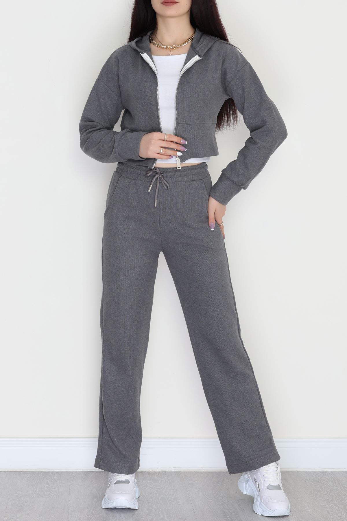 Fermuarlı Kapşonlu Selanik İkili Takım Antrasit - 42639.1567.