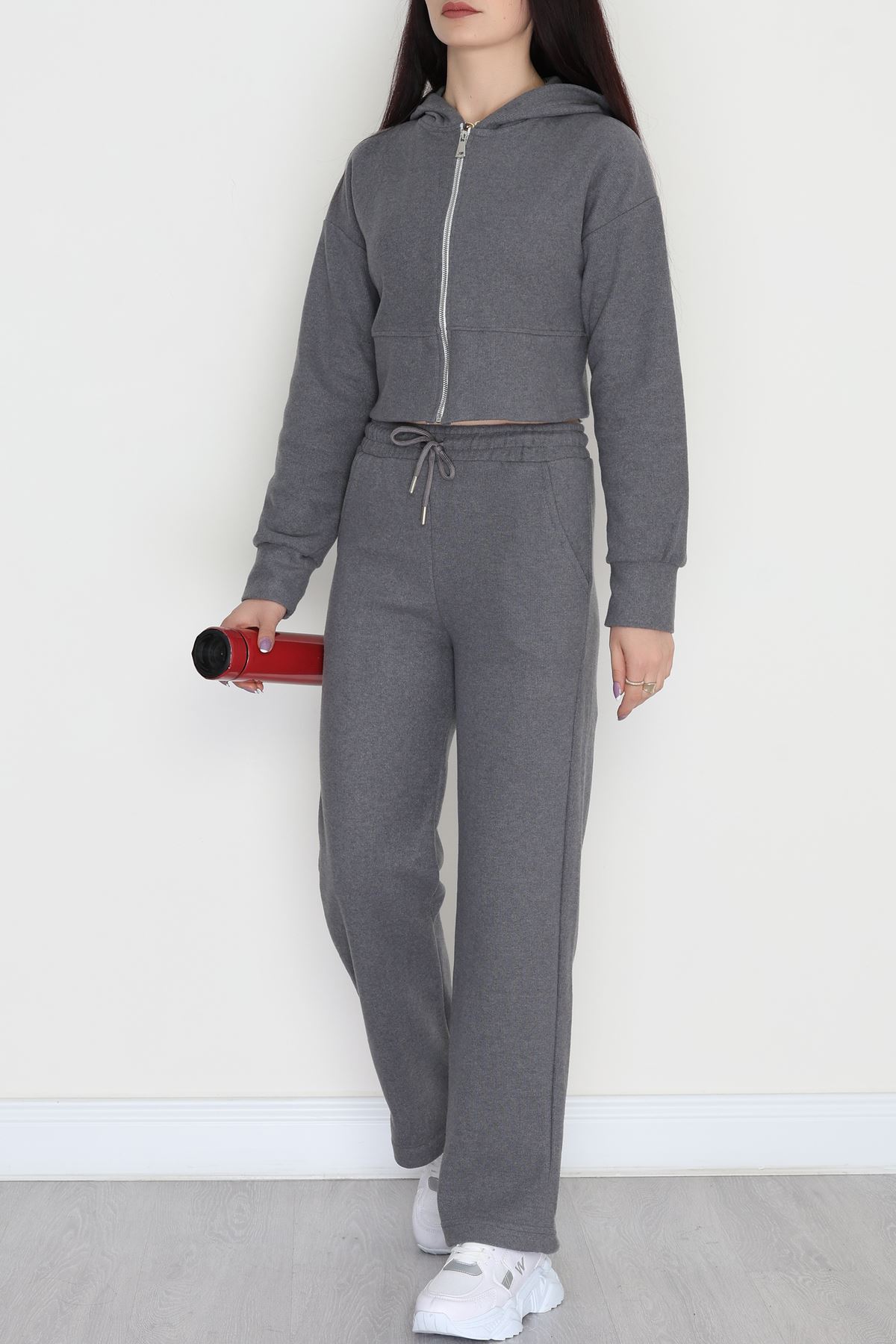 Fermuarlı Kapşonlu Selanik İkili Takım Antrasit - 42639.1567.