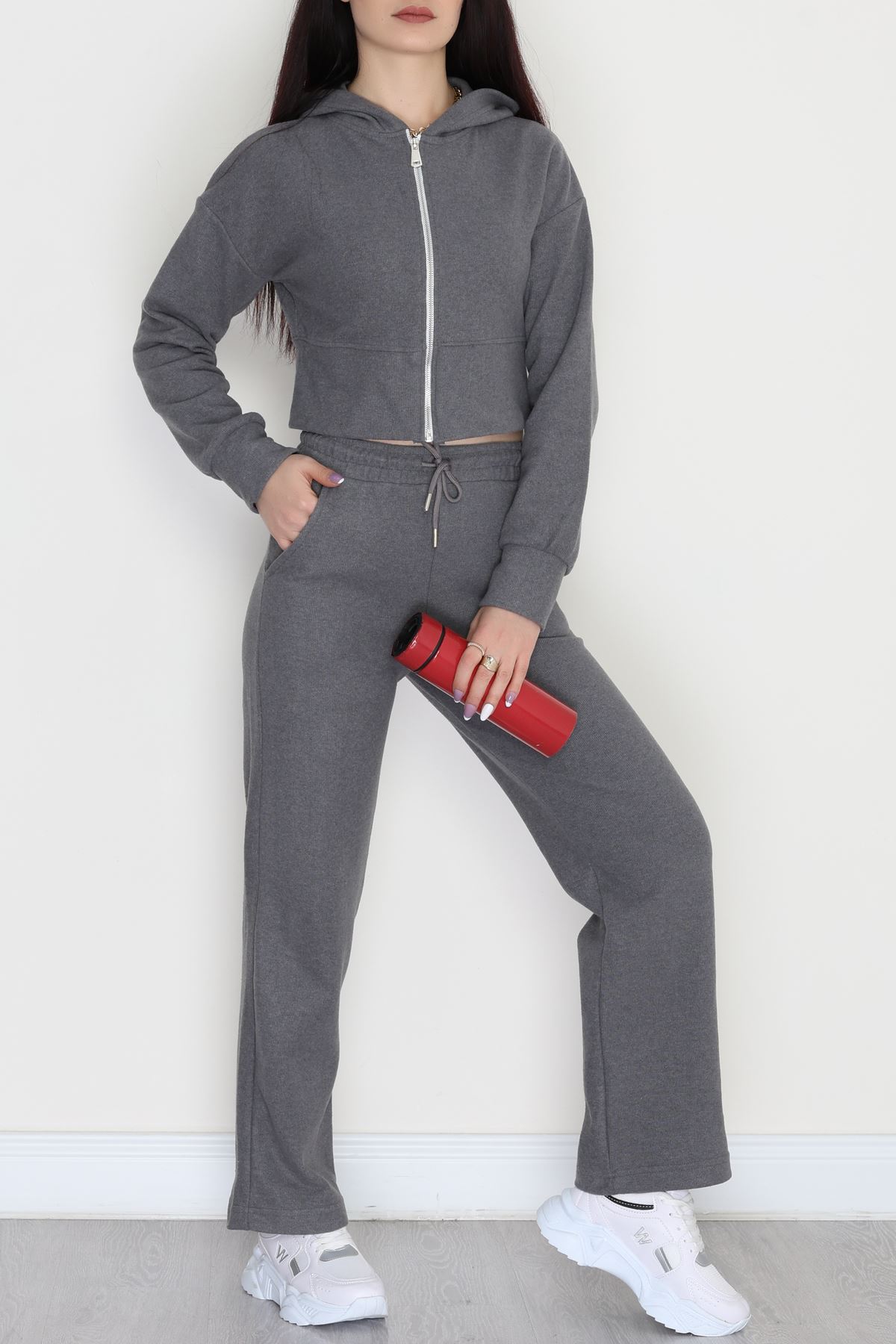 Fermuarlı Kapşonlu Selanik İkili Takım Antrasit - 42639.1567.