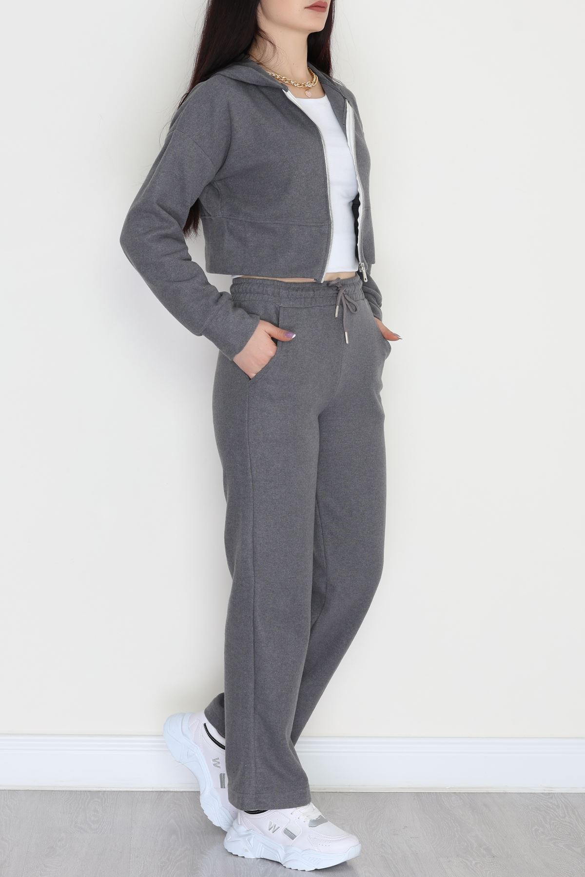 Fermuarlı Kapşonlu Selanik İkili Takım Antrasit - 42639.1567.