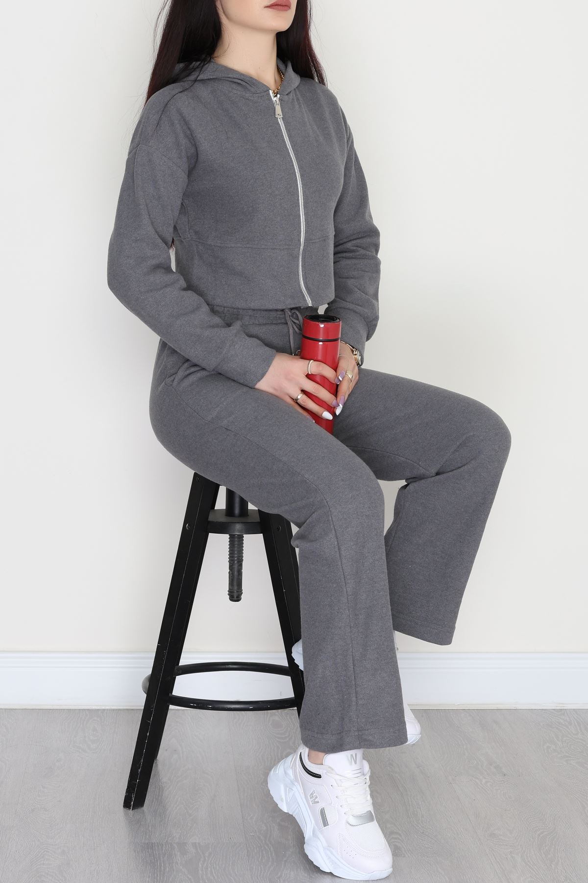 Fermuarlı Kapşonlu Selanik İkili Takım Antrasit - 42639.1567.