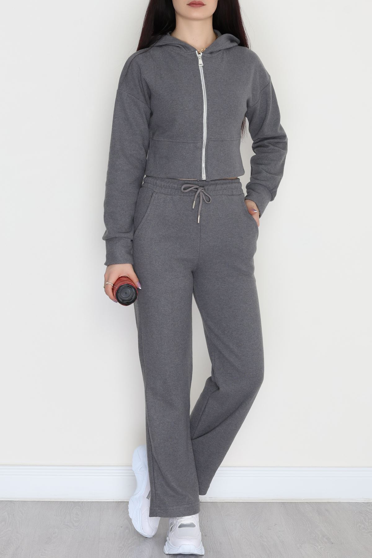 Fermuarlı Kapşonlu Selanik İkili Takım Antrasit - 42639.1567.