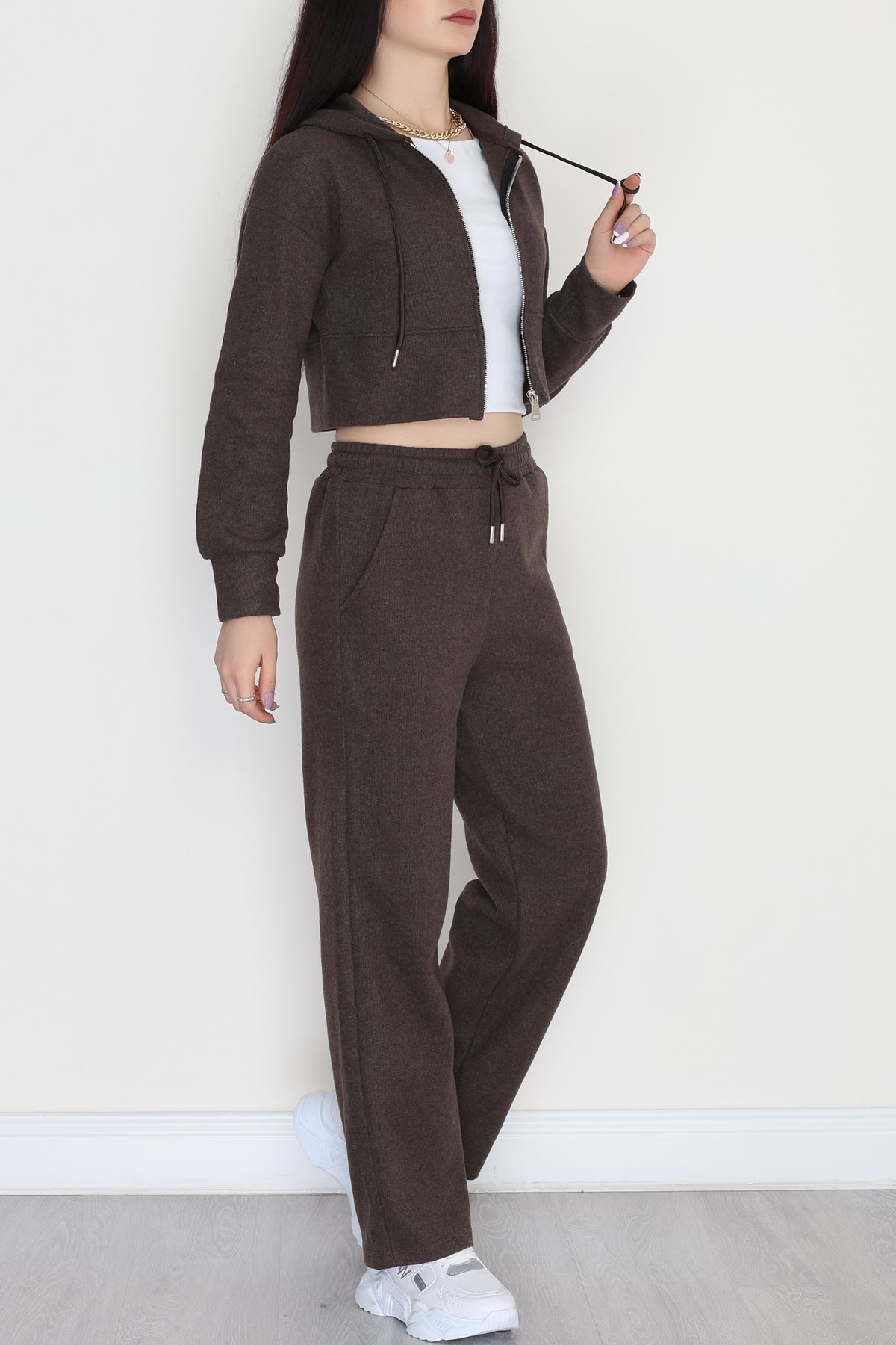 Fermuarlı Kapşonlu Selanik İkili Takım Kahve - 42639.1567.