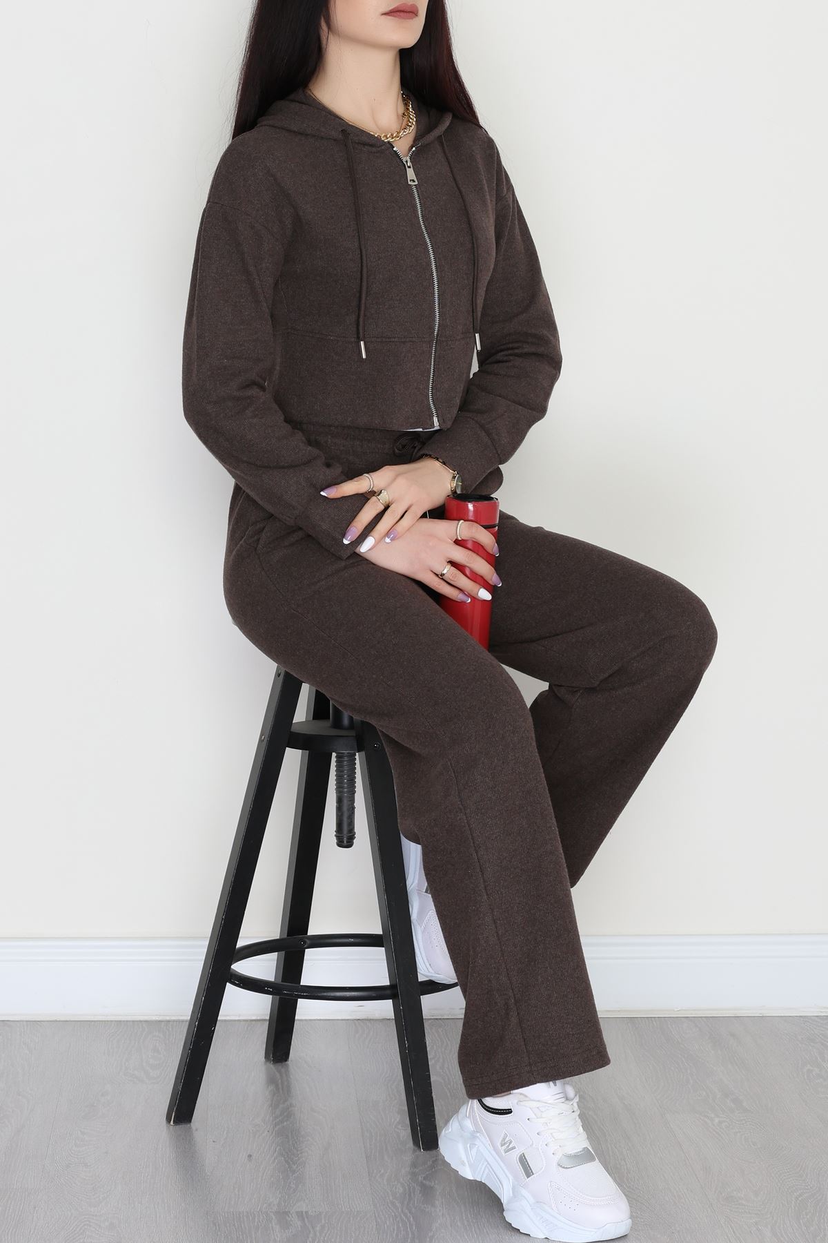 Fermuarlı Kapşonlu Selanik İkili Takım Kahve - 42639.1567.