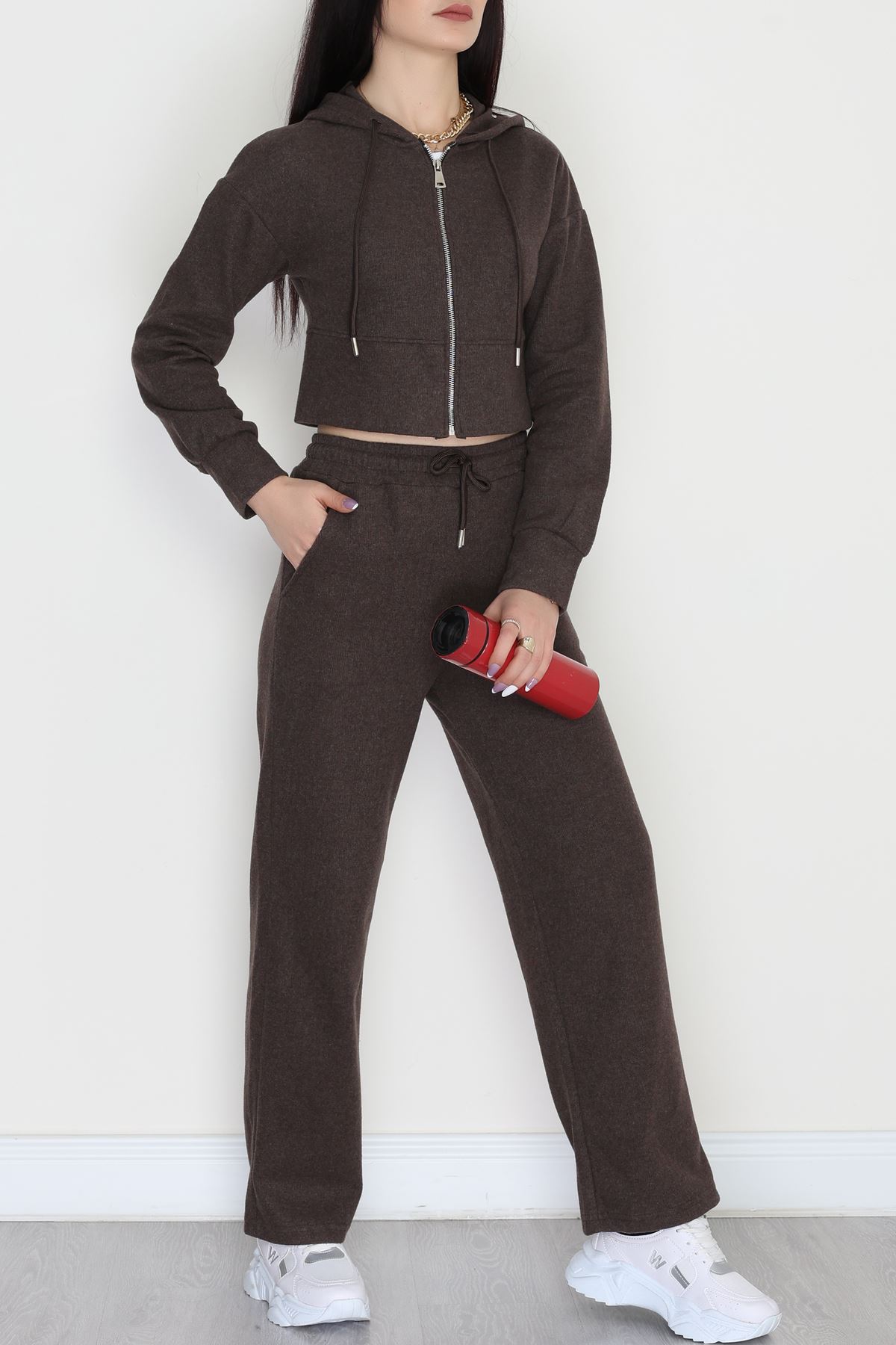 Fermuarlı Kapşonlu Selanik İkili Takım Kahve - 42639.1567.