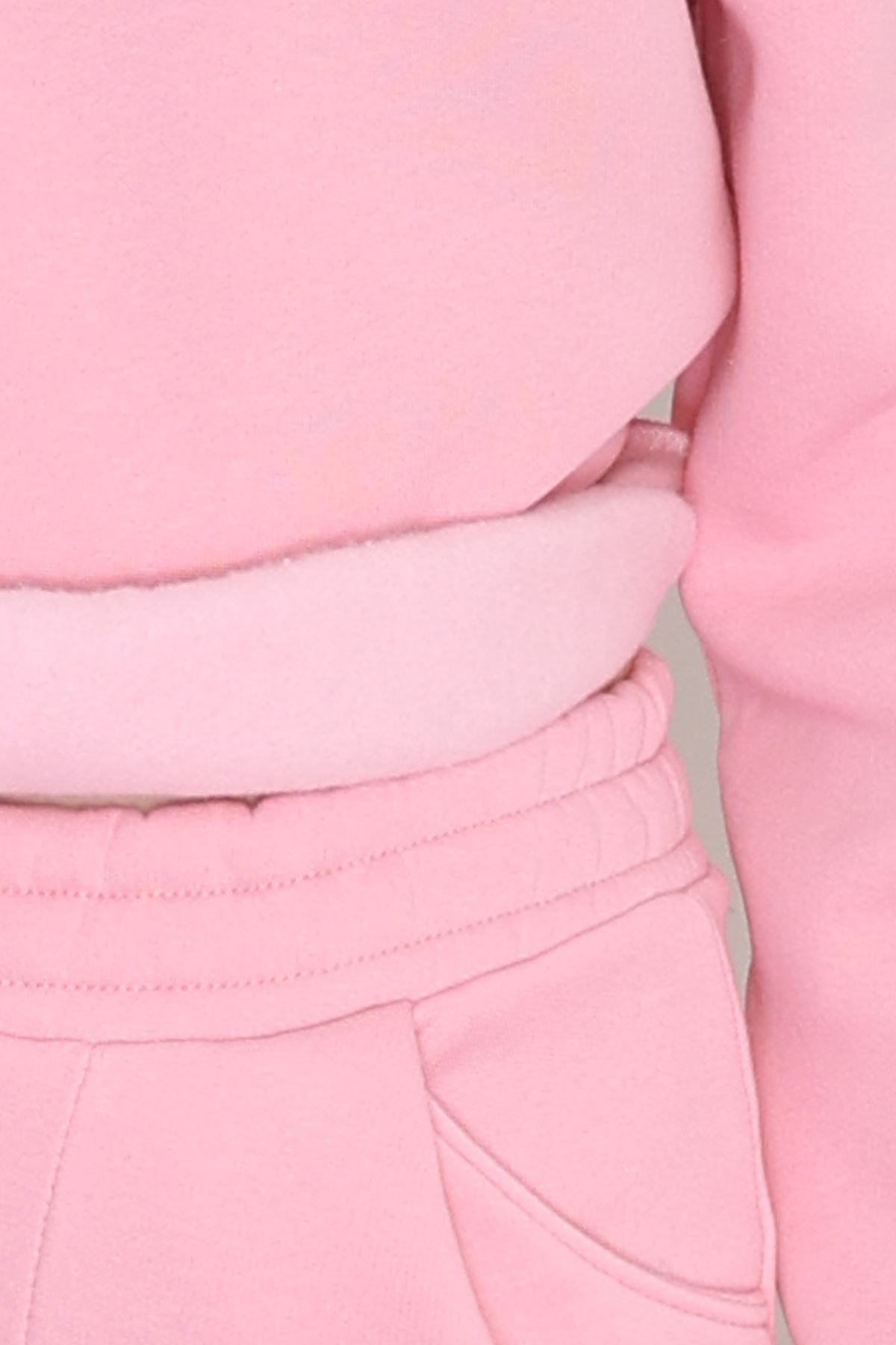 3 İplik Şardonlu Eşofman Takımı Pembe - 52049.1878.