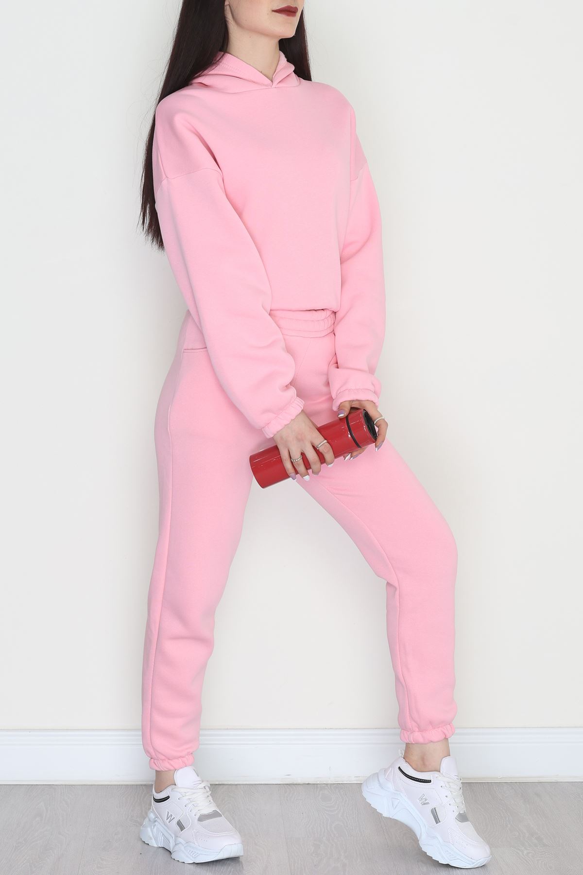 3 İplik Şardonlu Eşofman Takımı Pembe - 52049.1878.