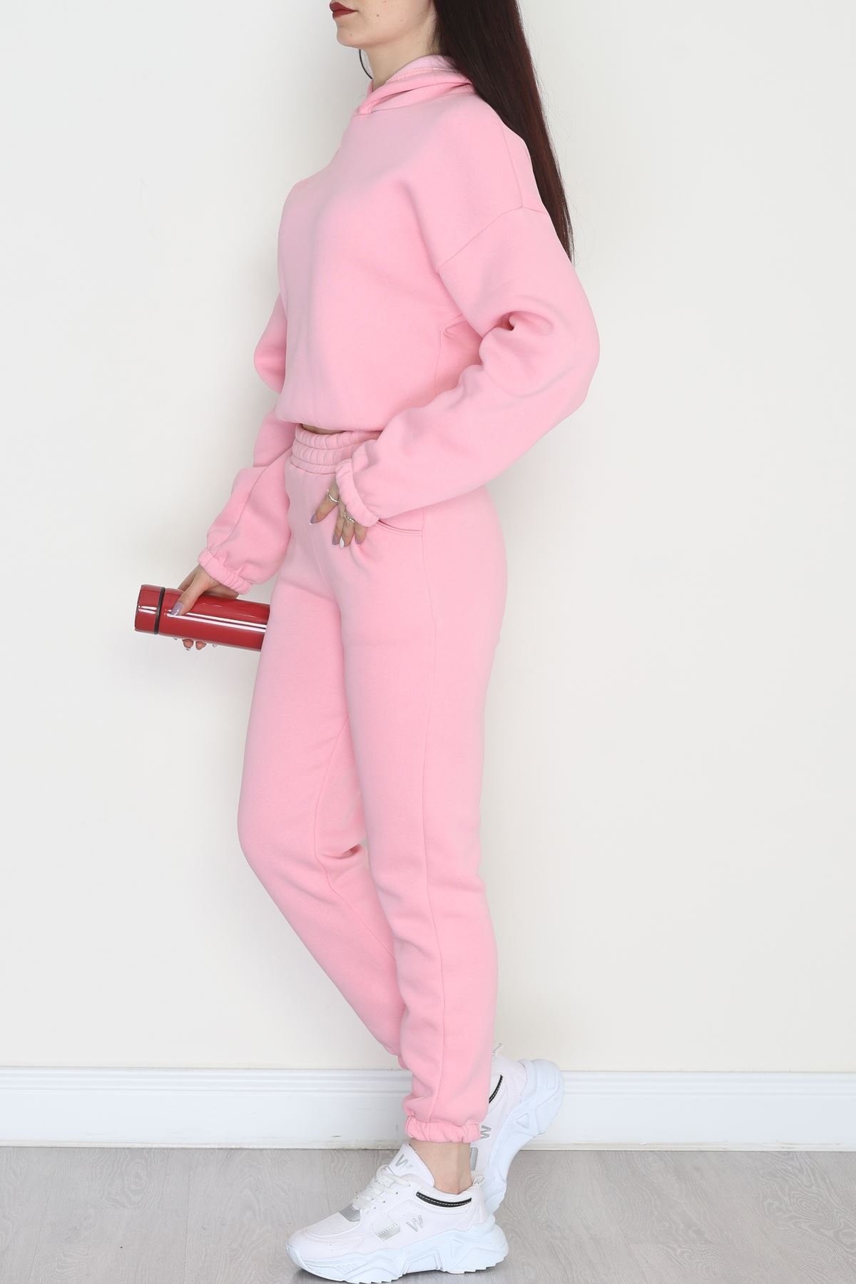 3 İplik Şardonlu Eşofman Takımı Pembe - 52049.1878.