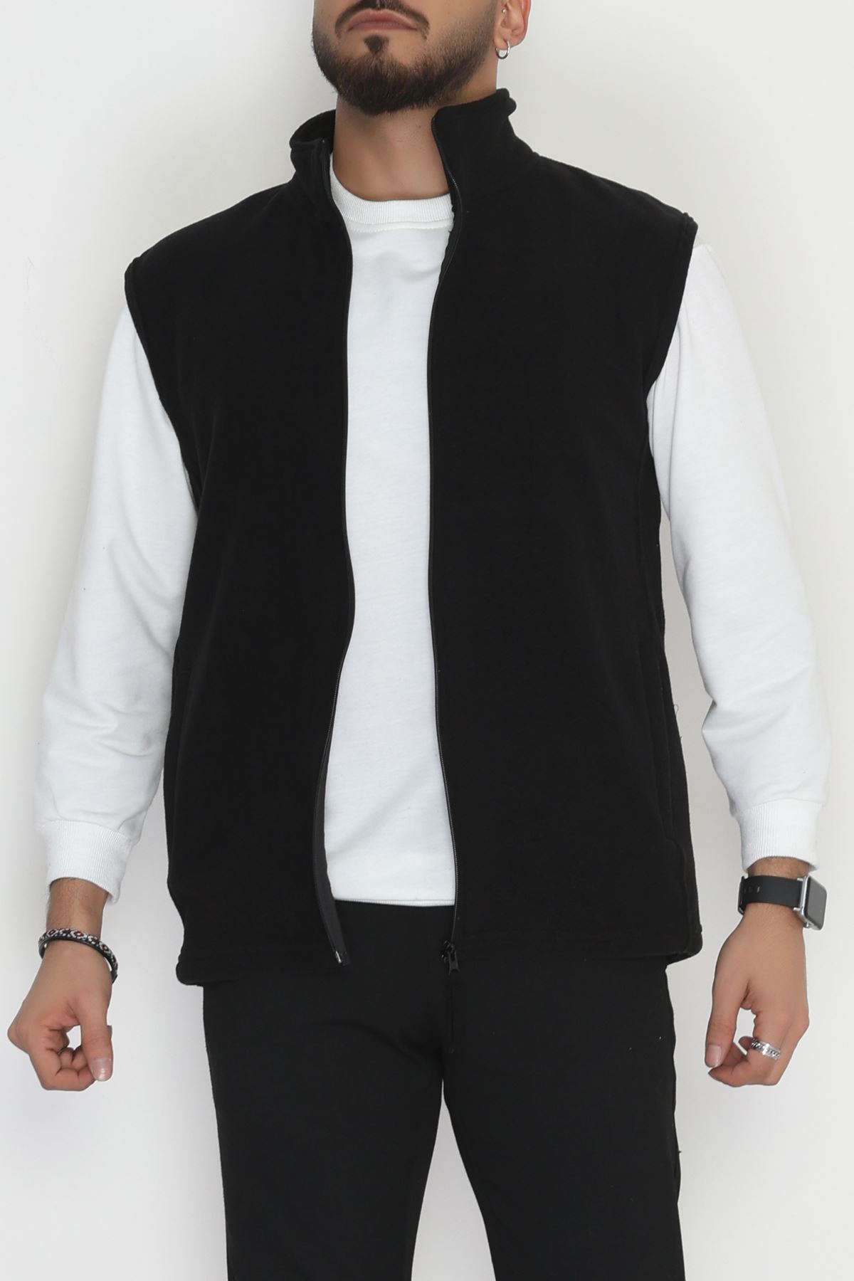 Tüylenmeyen Erkek Polar Yelek Siyah - 42599.1937.
