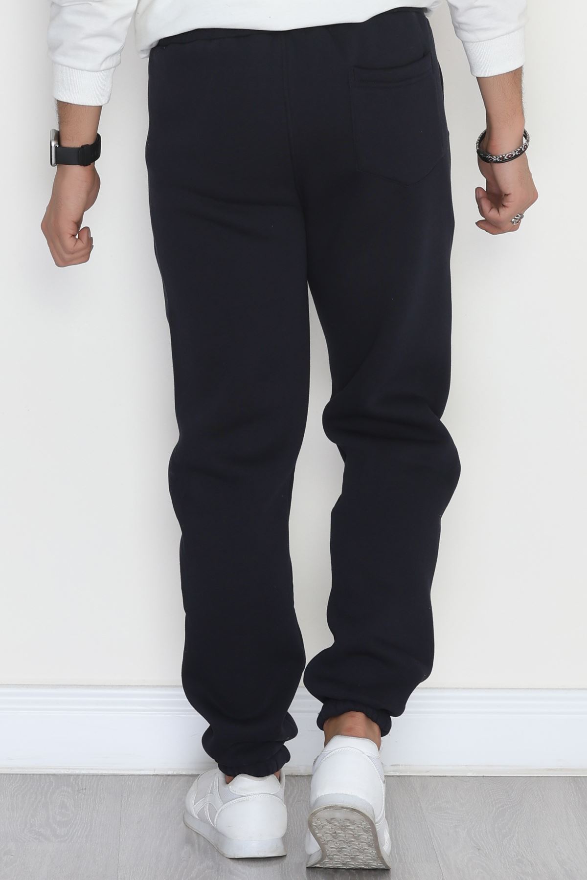 Paçası Lastikli 3 İplik Şardonlu Erkek Eşofman Altı Lacivert - 42625.1937.