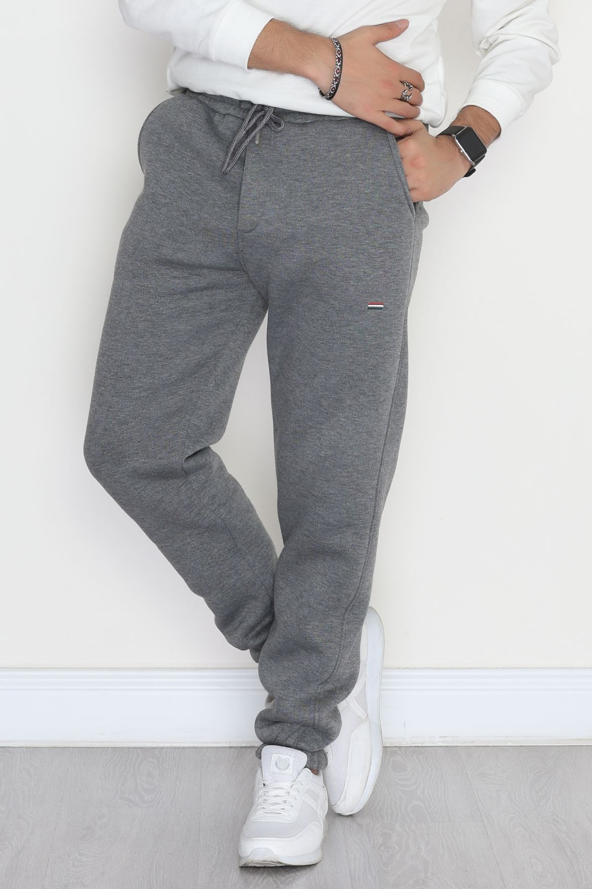 Paçası Lastikli 3 İplik Şardonlu Erkek Eşofman Altı Füme - 42625.1937.