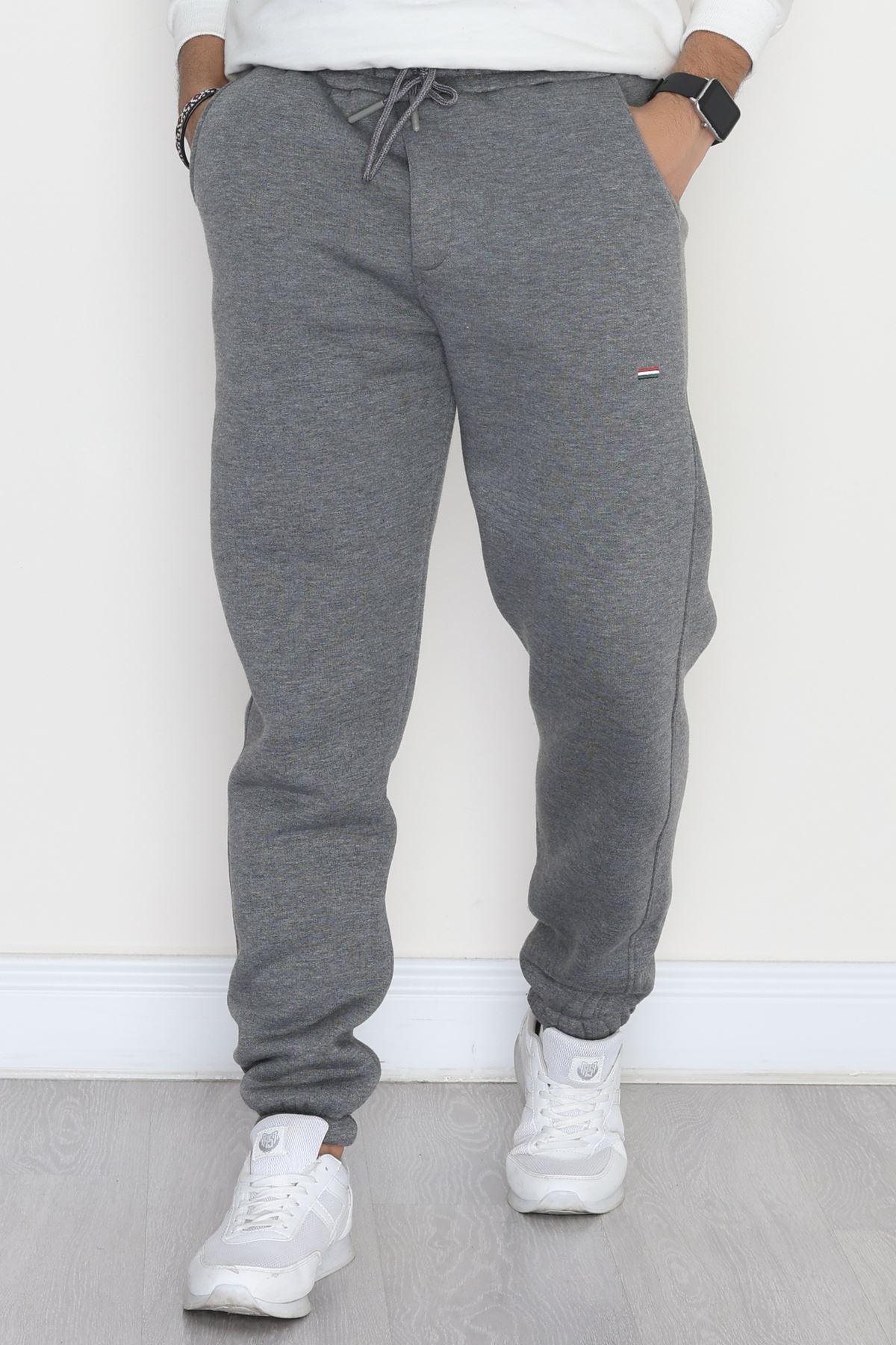 Paçası Lastikli 3 İplik Şardonlu Erkek Eşofman Altı Füme - 42625.1937.