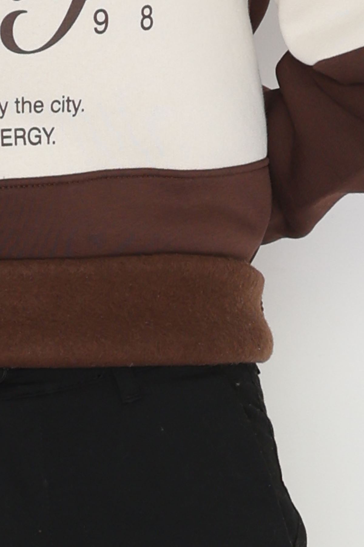 3 İplik Şardonlu Baskılı Erkek Sweat Kahve - 31611.1872.