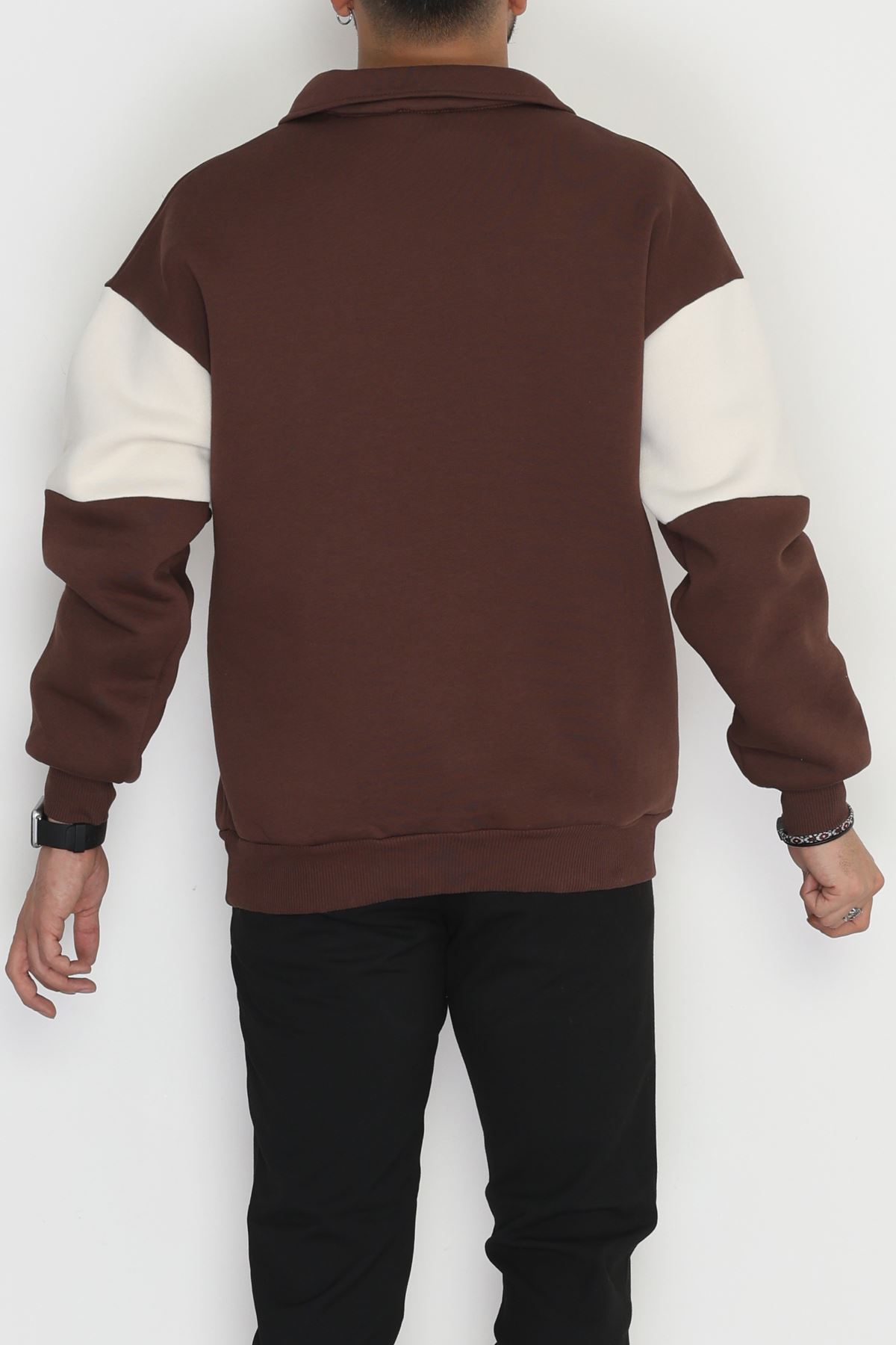 3 İplik Şardonlu Baskılı Erkek Sweat Kahve - 31611.1872.