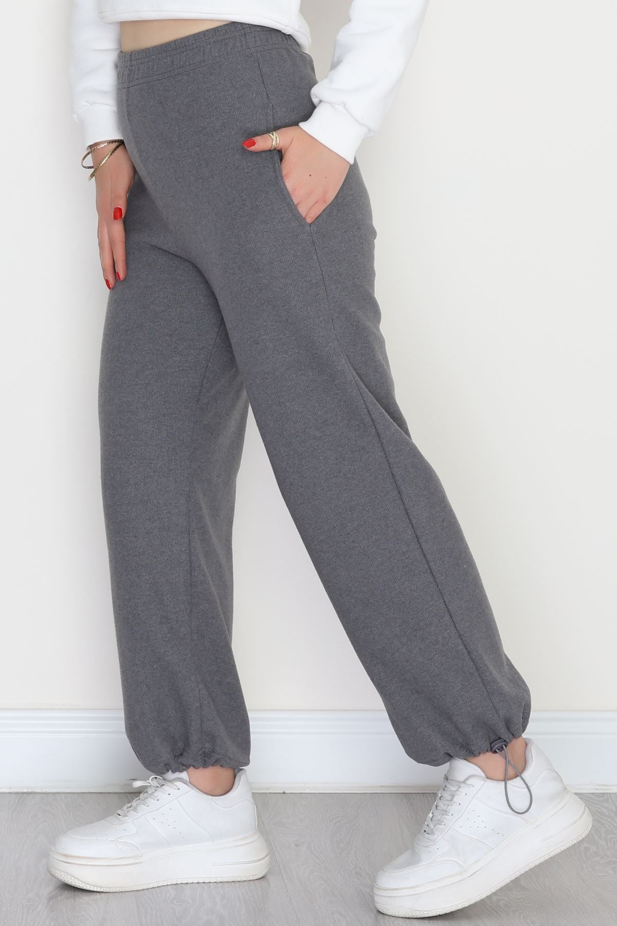 Paçası Stoperli Selanik Eşofman Altı Antrasit - 42638.1567.