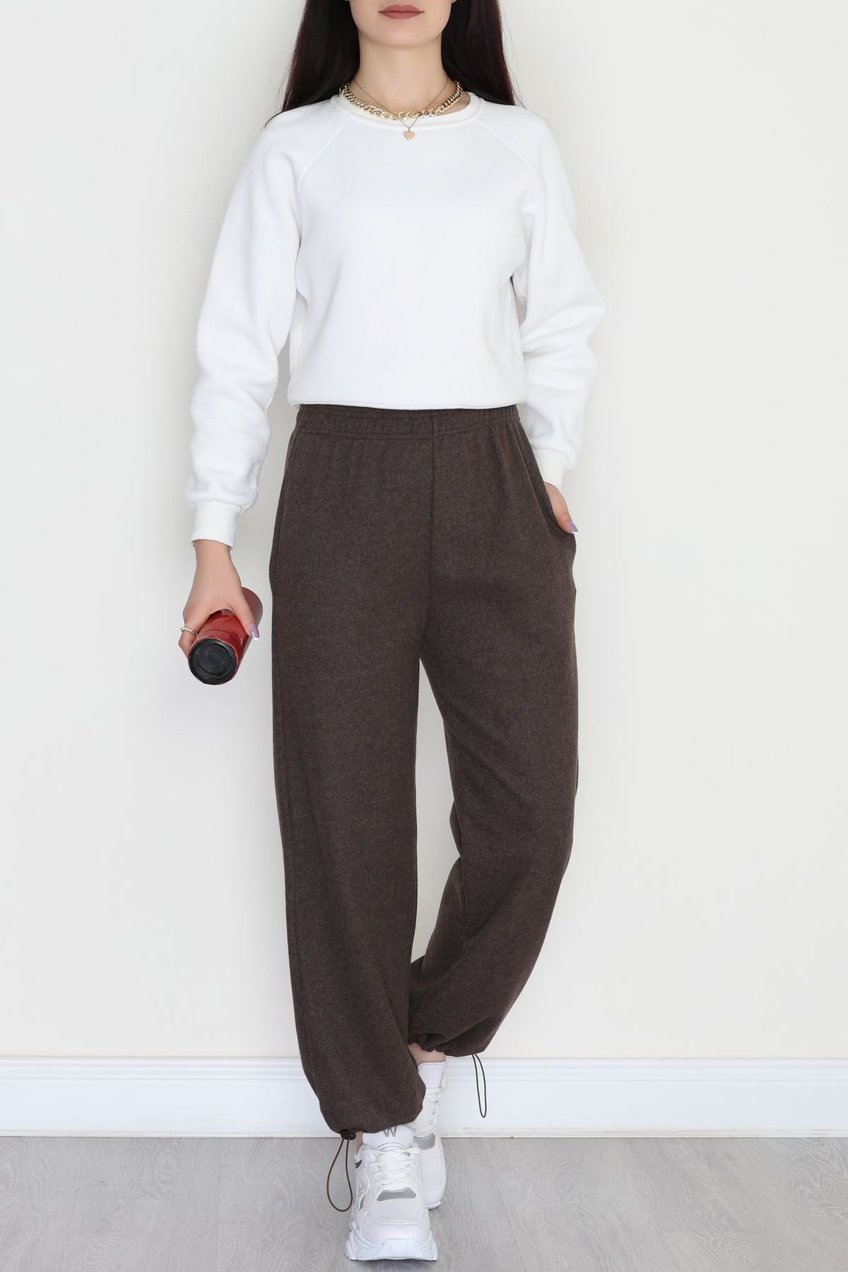 Paçası Stoperli Selanik Eşofman Altı Kahve - 42638.1567.