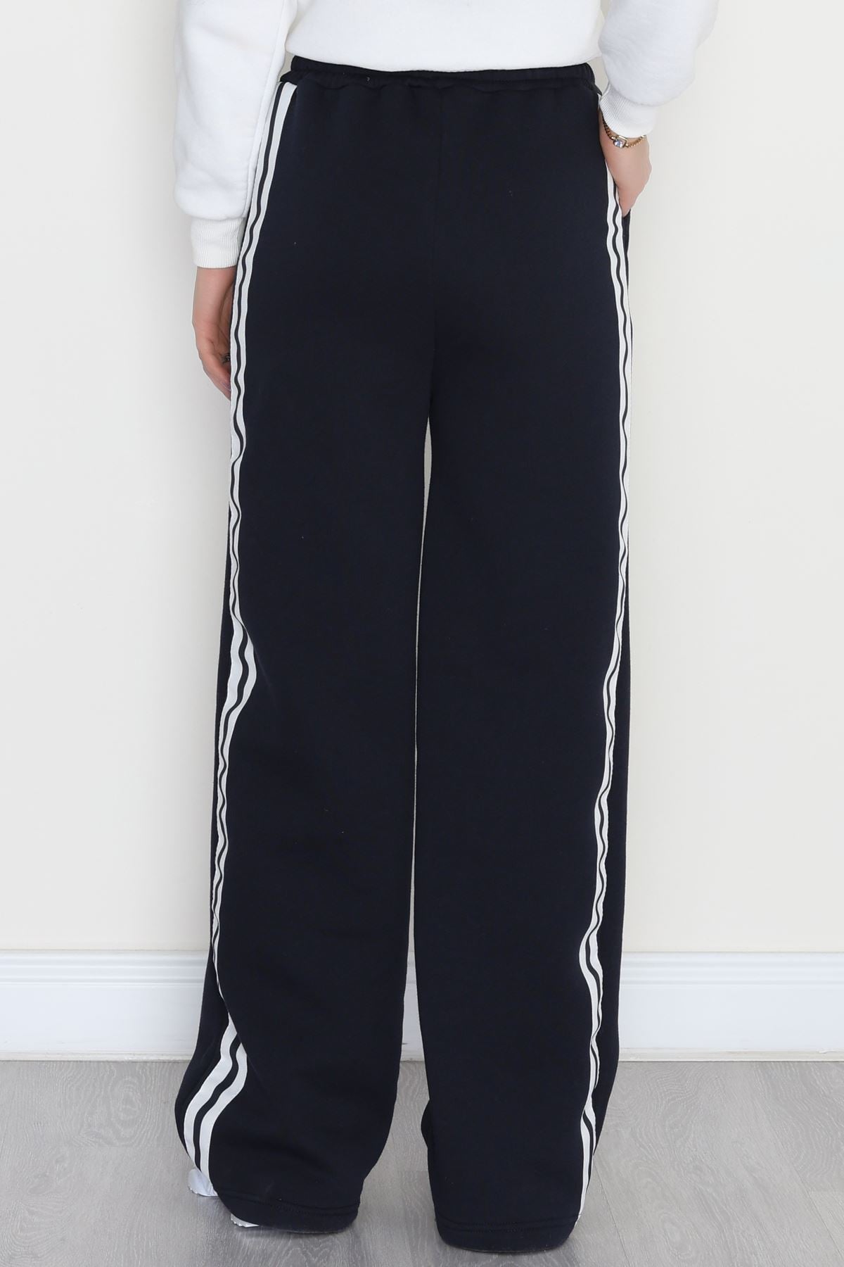 3 İplik Şardonlu Şeritli Eşofman Altı Lacivert - 52023.1857.