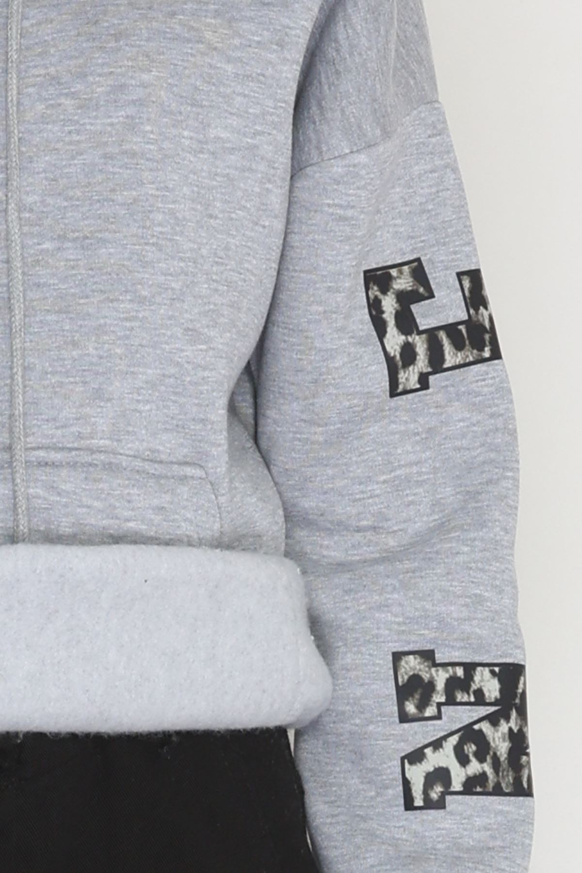 3 İplik Kanguru Cepli Kapşonlu Sweat Gri - 42249.1878.