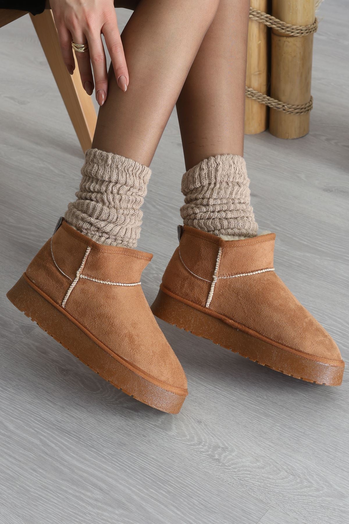 Yüksek Tabanlı İçi Kürklü Mini Bot Taba - 31569.2110.