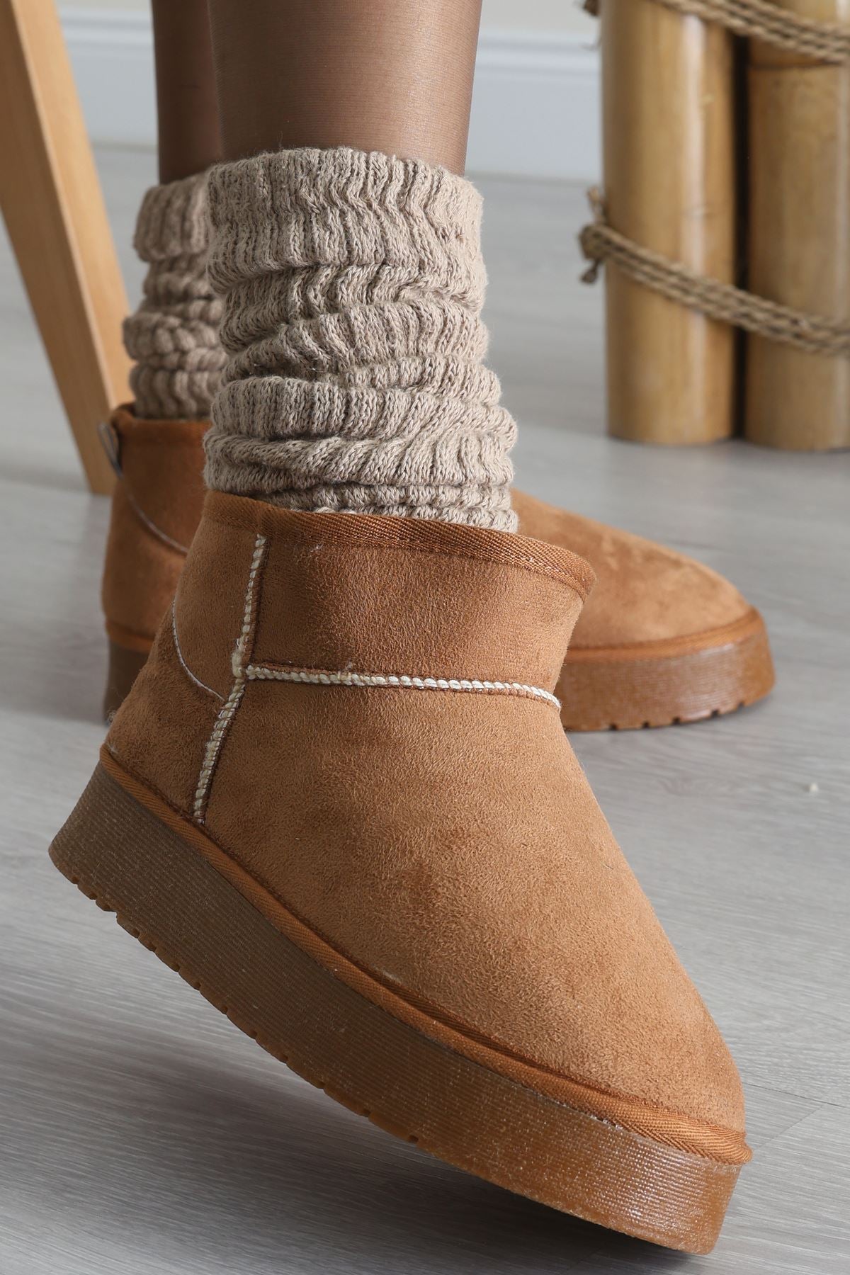 Yüksek Tabanlı İçi Kürklü Mini Bot Taba - 31569.2110.