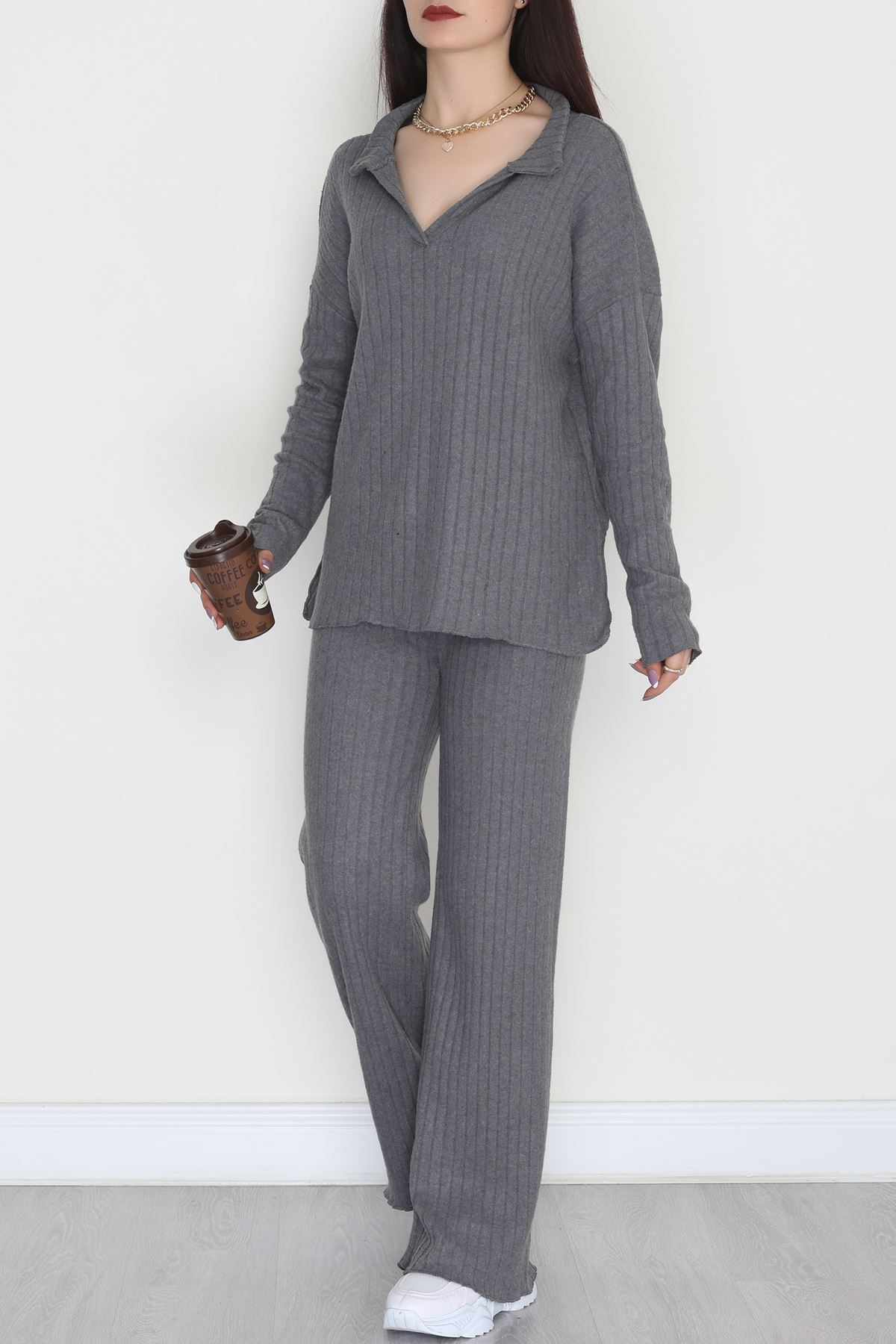 Polo Yaka İnterlok Kumaş İkili Takım Antrasit - 42634.1567.