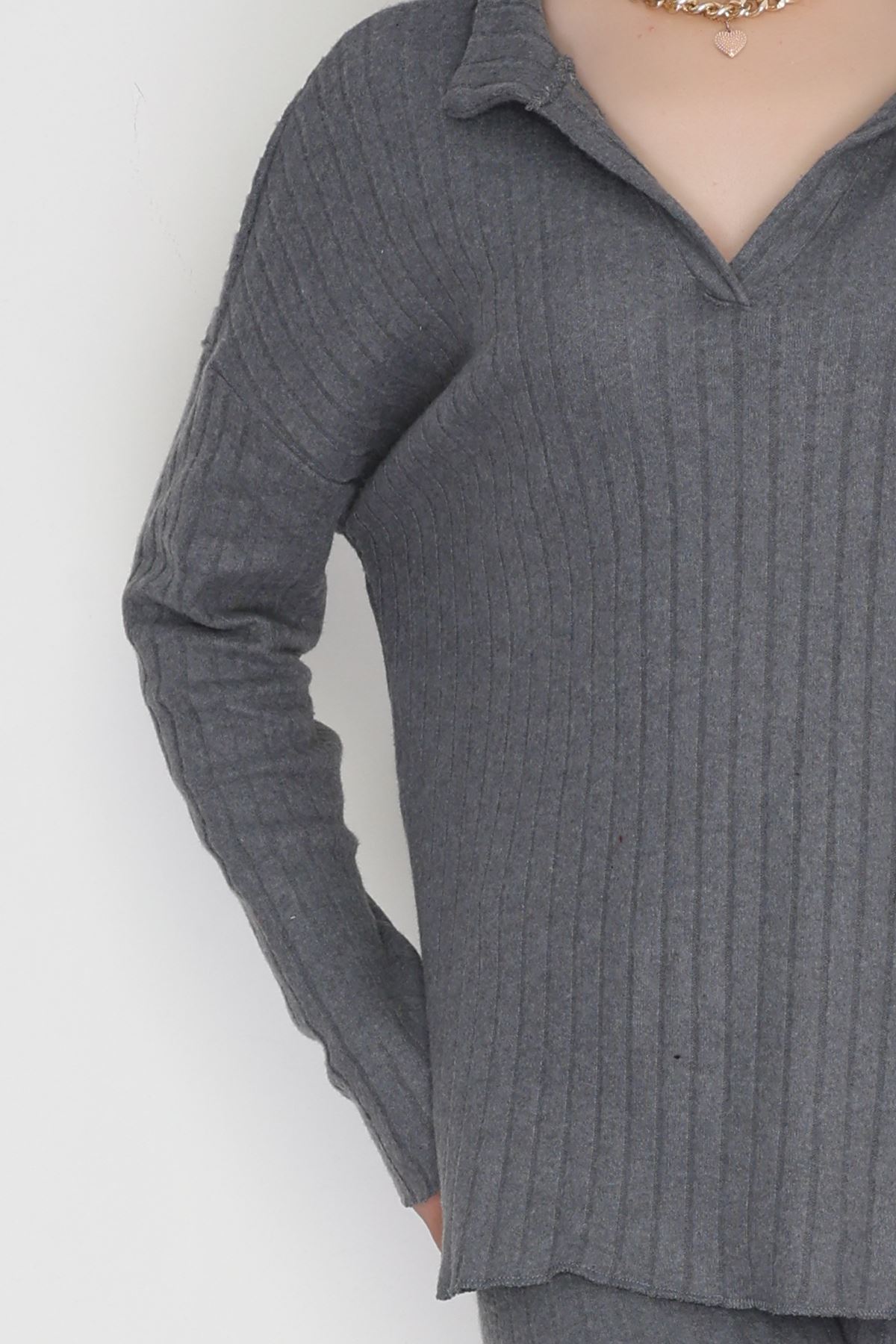 Polo Yaka İnterlok Kumaş İkili Takım Antrasit - 42634.1567.