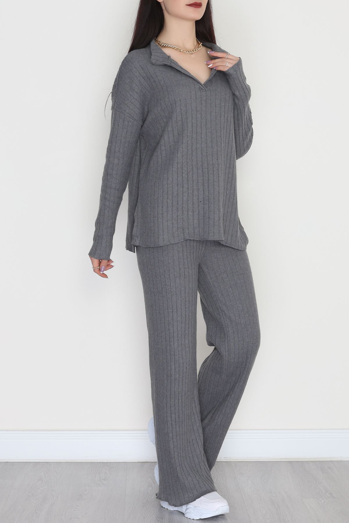 Polo Yaka İnterlok Kumaş İkili Takım Antrasit - 42634.1567.