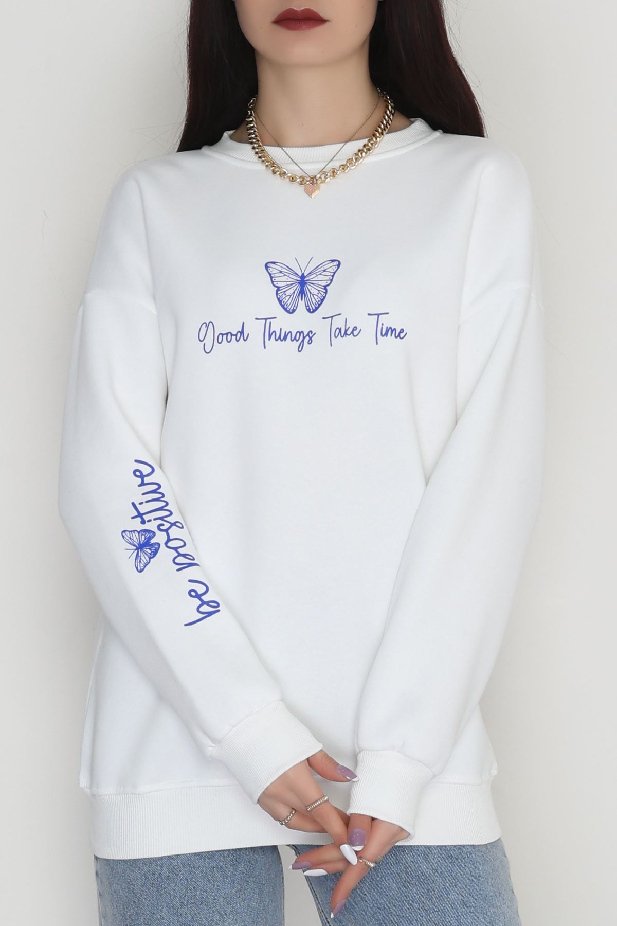 3 İplik Şardonlu Baskılı Sweat Ekrusaks - 42611.1878.