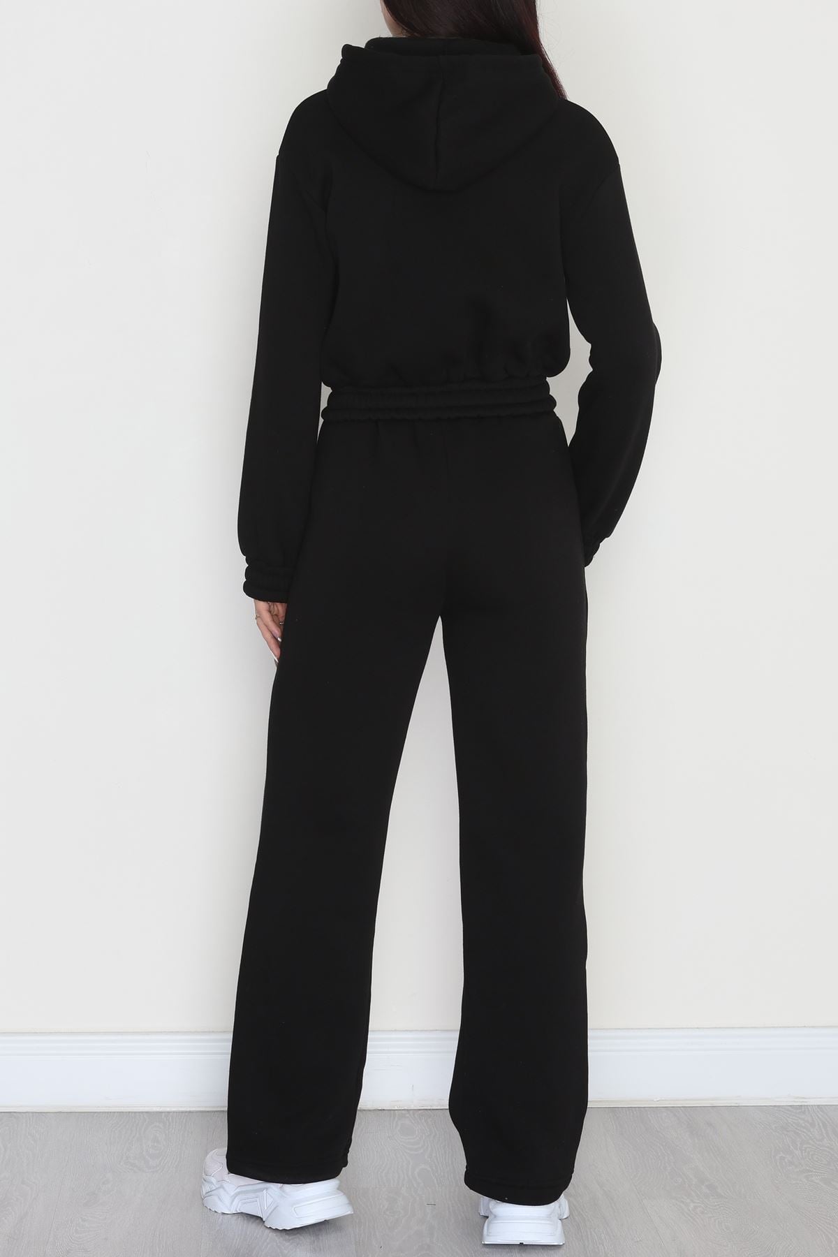 3 İplik Crop Palazzo Eşofman Takımı Siyah - 50914.1878.