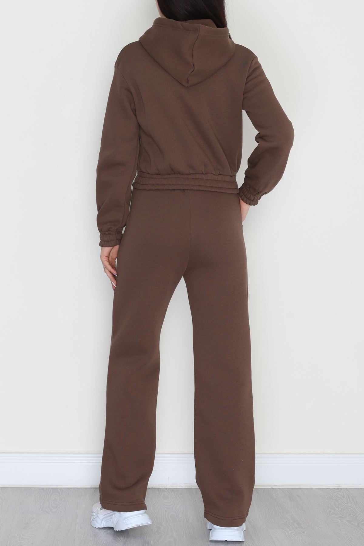 3 İplik Crop Palazzo Eşofman Takımı Kahve - 50914.1878.