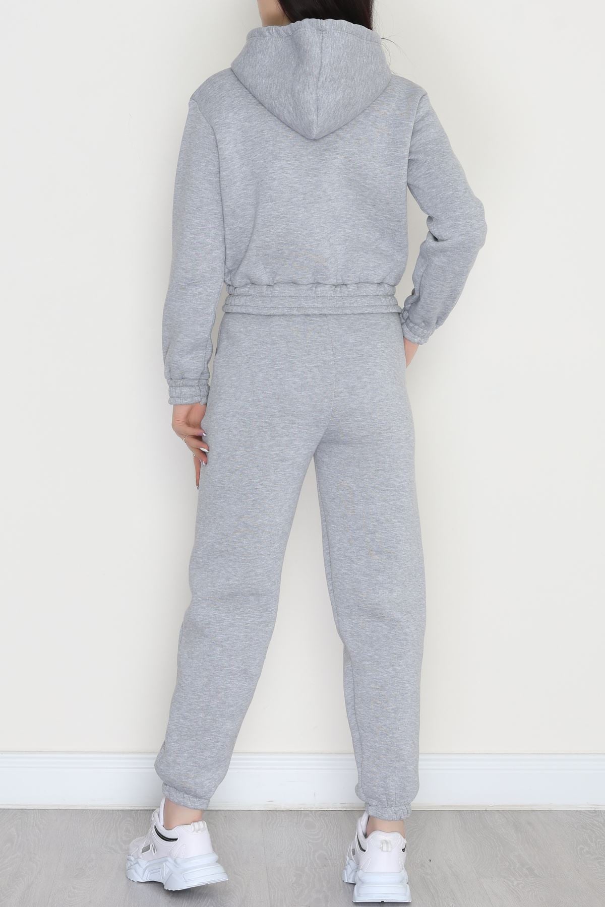 3 İplik Crop Eşofman Takımı Gri - 50913.1878.
