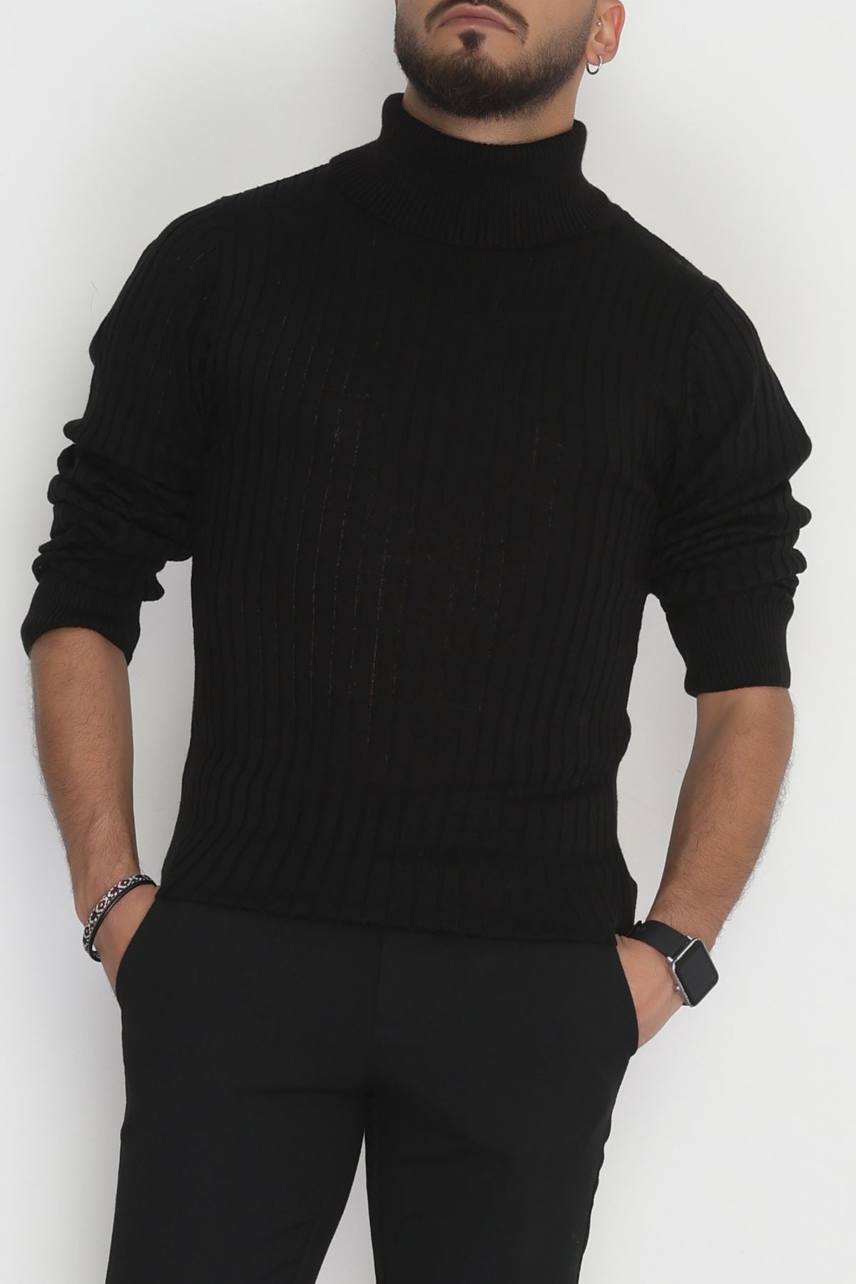 Balıkçı Yaka Erkek Triko Siyah - 70774.1766.