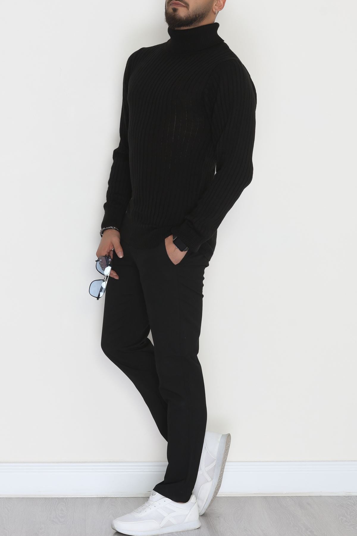 Balıkçı Yaka Erkek Triko Siyah - 70774.1766.