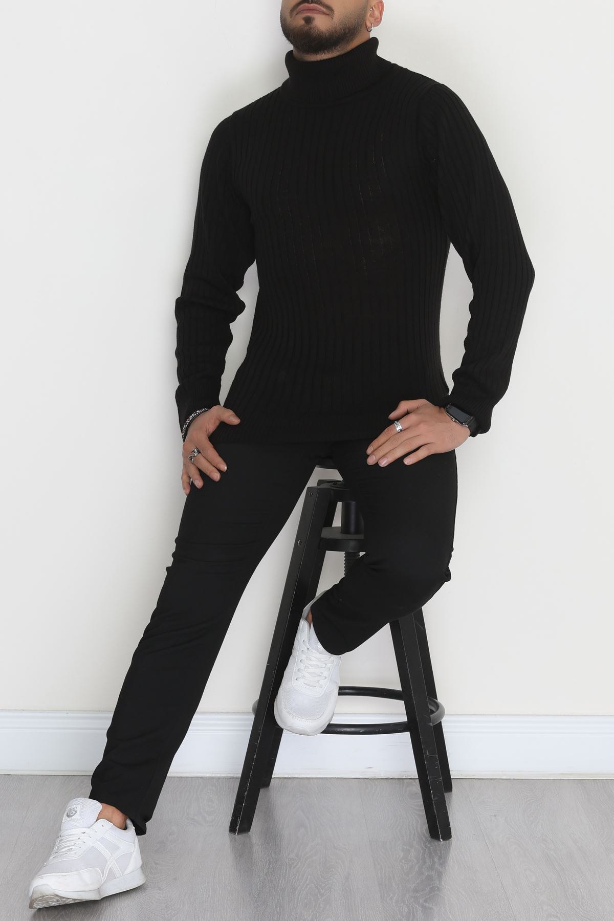 Balıkçı Yaka Erkek Triko Siyah - 70774.1766.