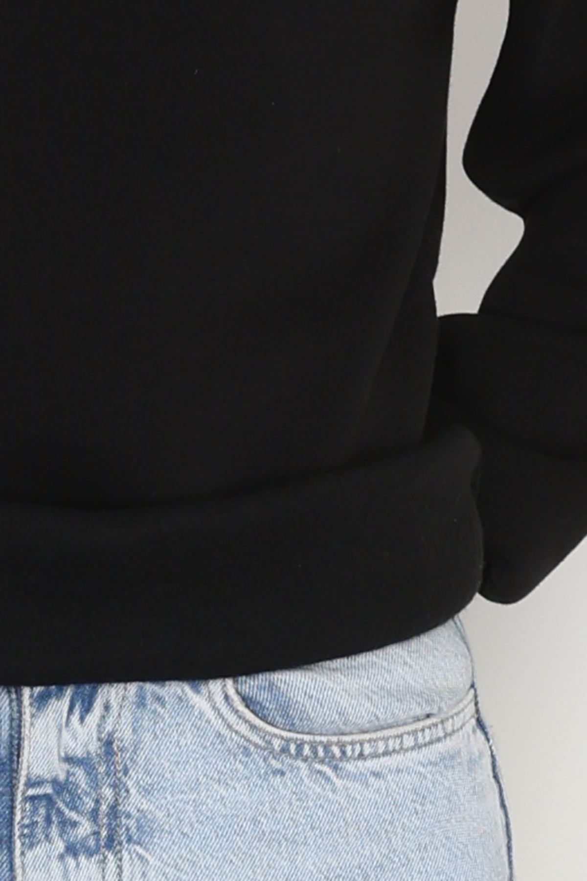 3 İplik Şardonlu Baskılı Sweat Siyahekru - 42611.1878.