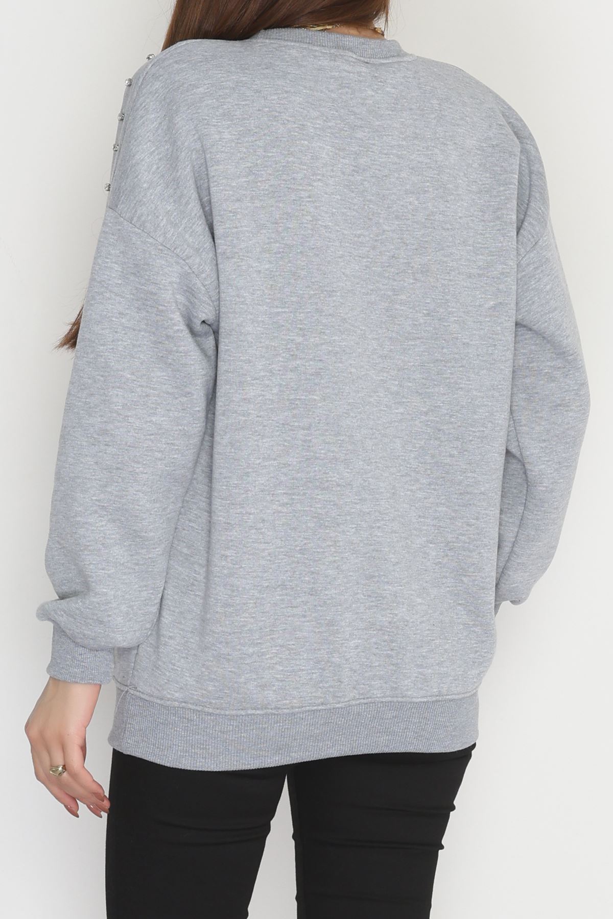 3 İplik Şardonlu Taşı Sweat Gri - 42609.1878.