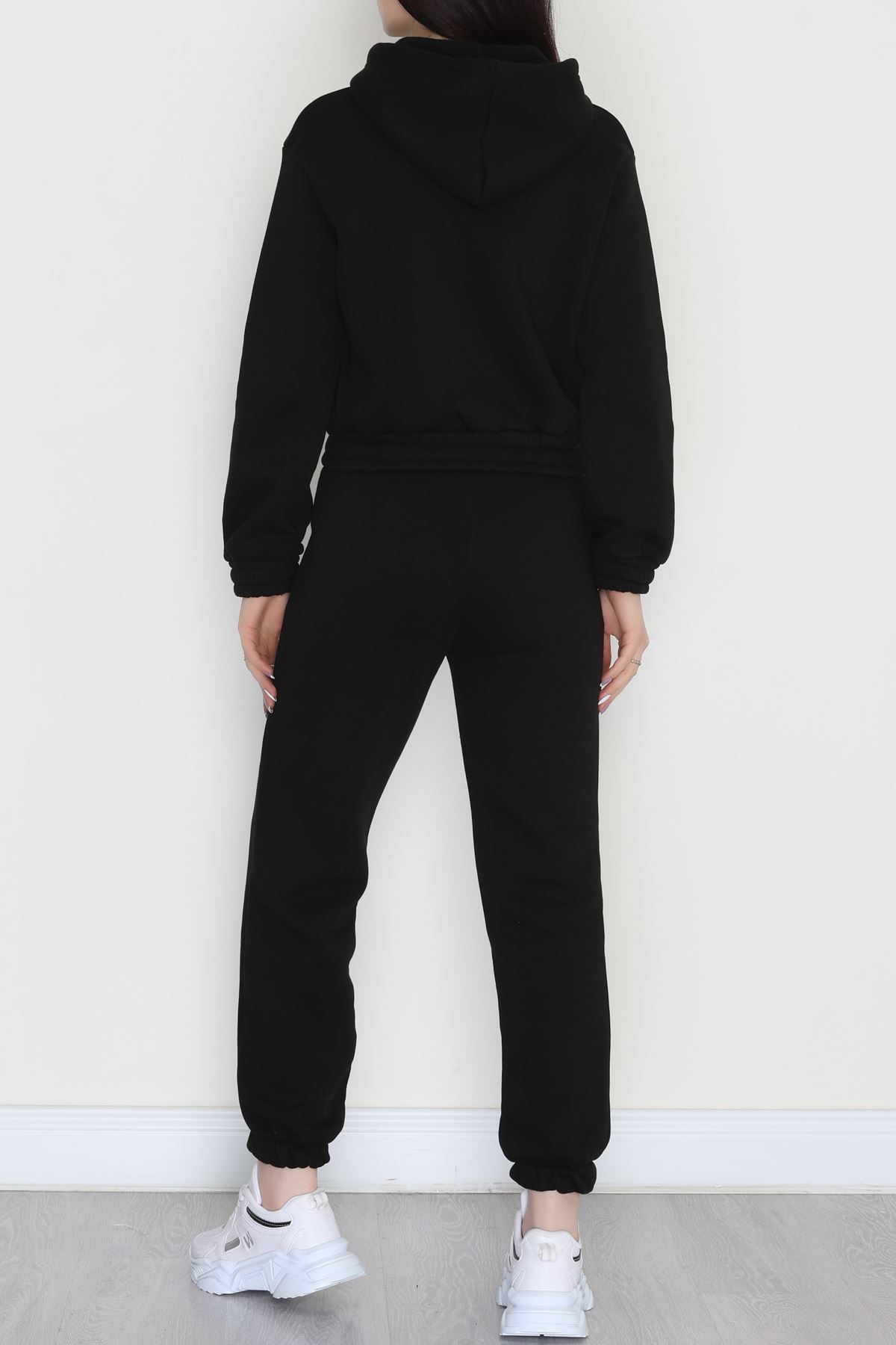 3 İplik Crop Eşofman Takımı Siyah - 50913.1878.