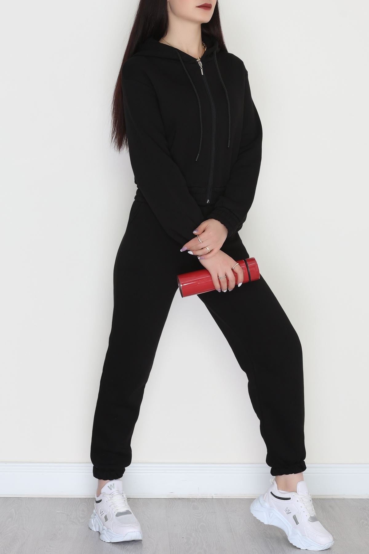 3 İplik Crop Eşofman Takımı Siyah - 50913.1878.