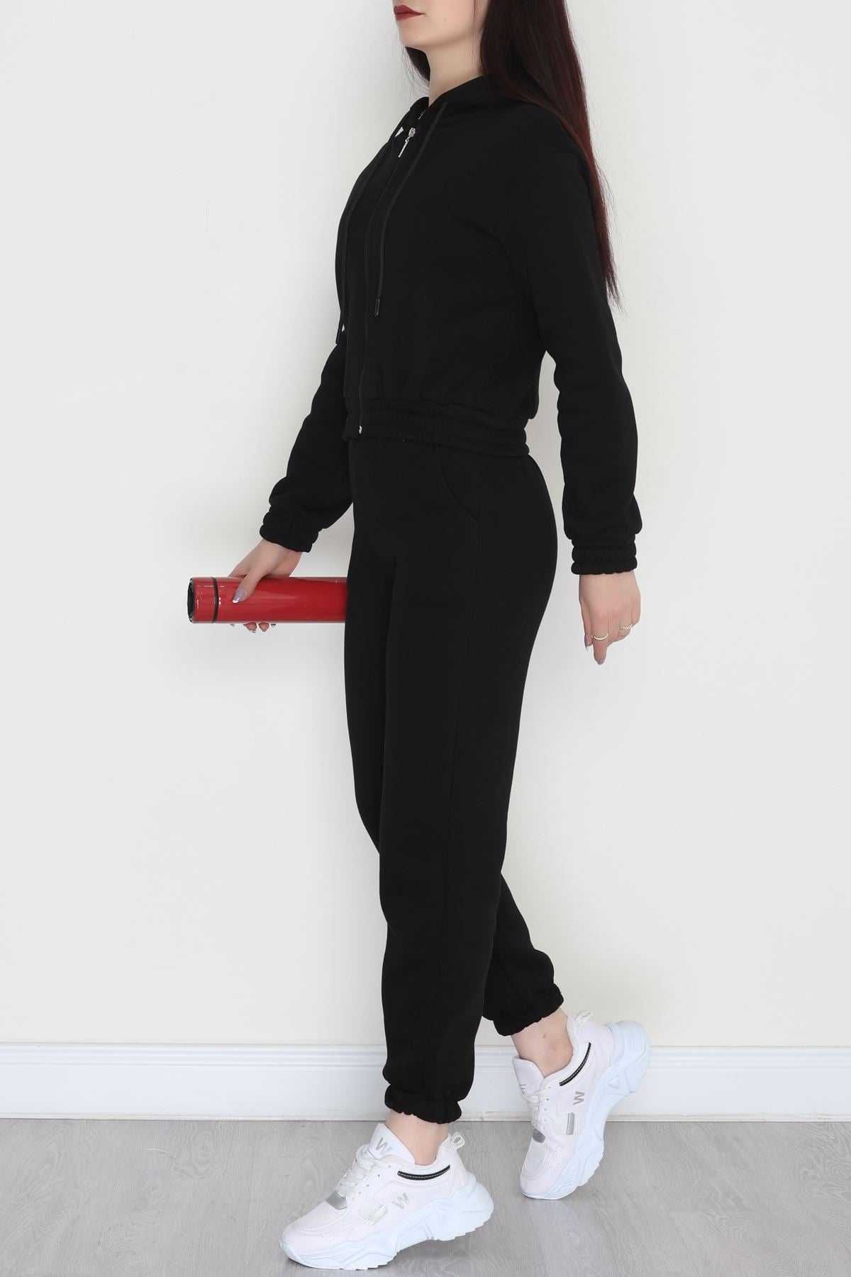 3 İplik Crop Eşofman Takımı Siyah - 50913.1878.