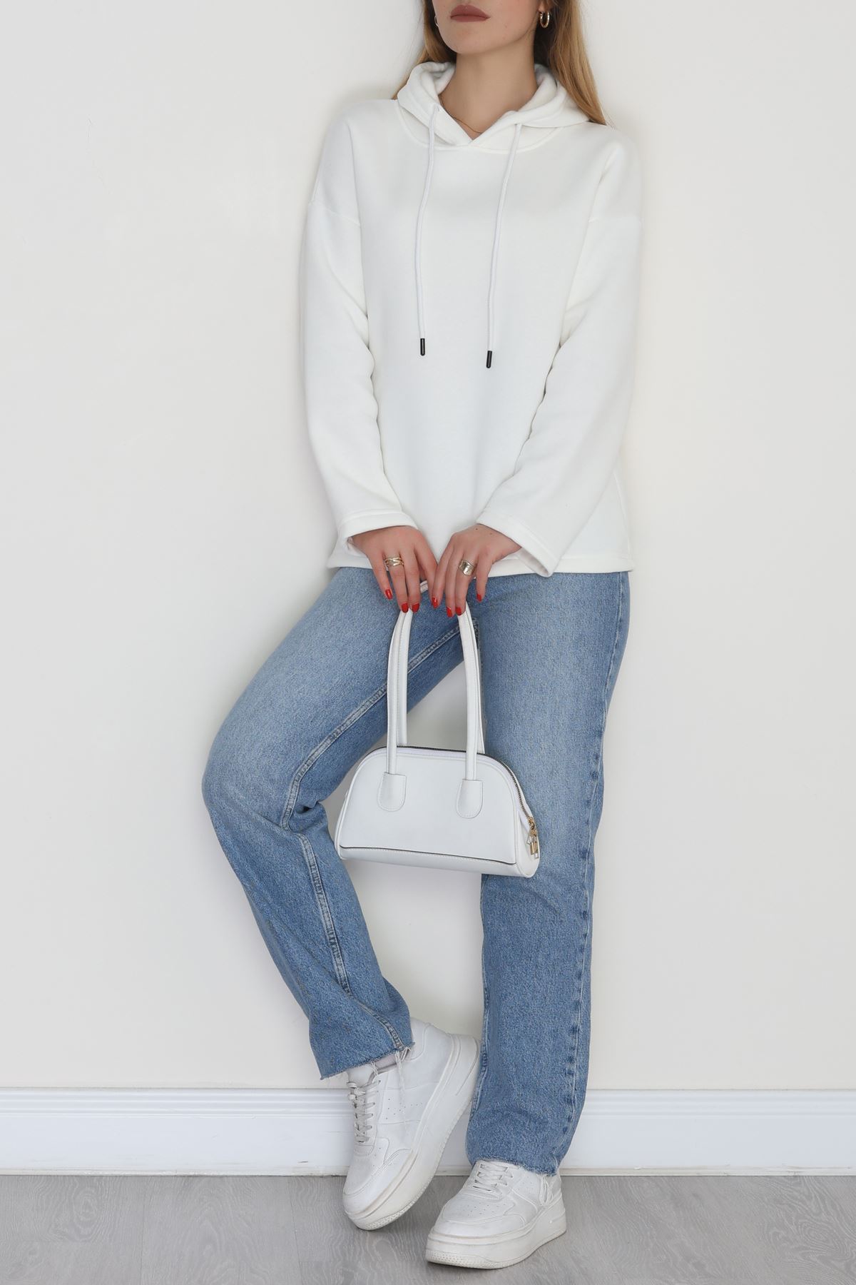 3 İplik Şardonlu Sweat Ekru - 42610.1878.