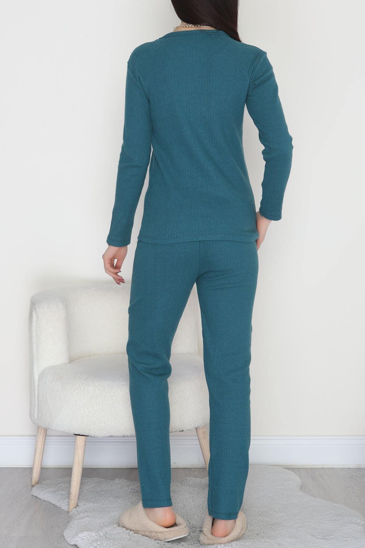 Nakışlı İnterlok Pijama Takımı Petrol - 800.1287.